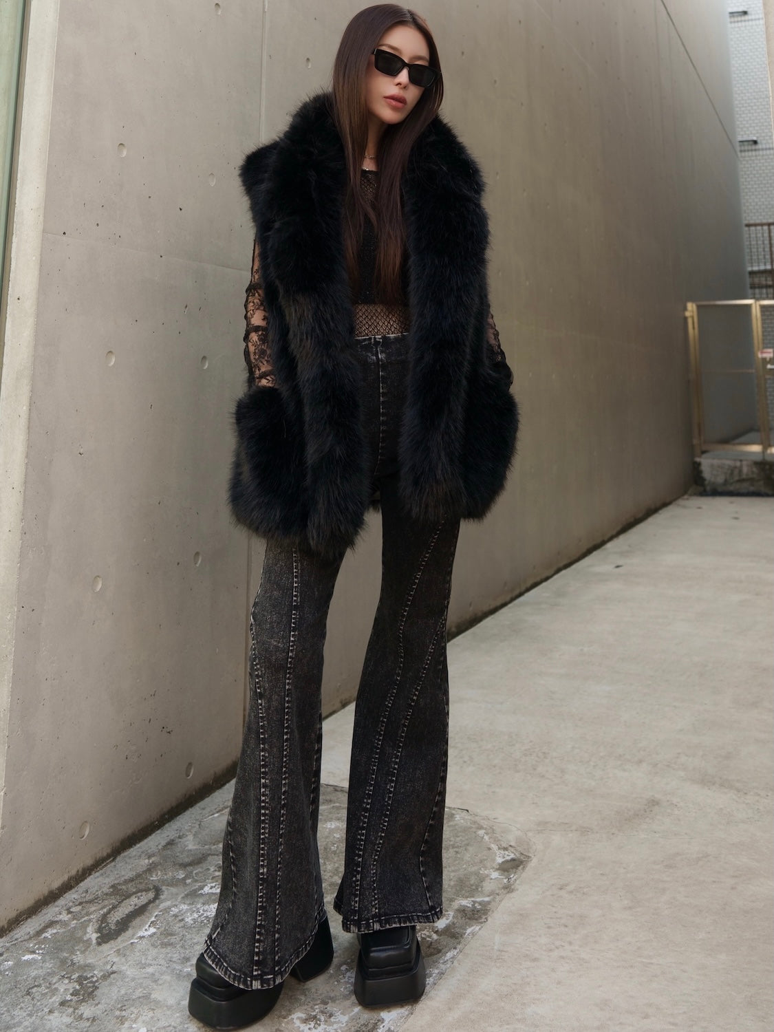 Suede ボンディング Fur ベスト