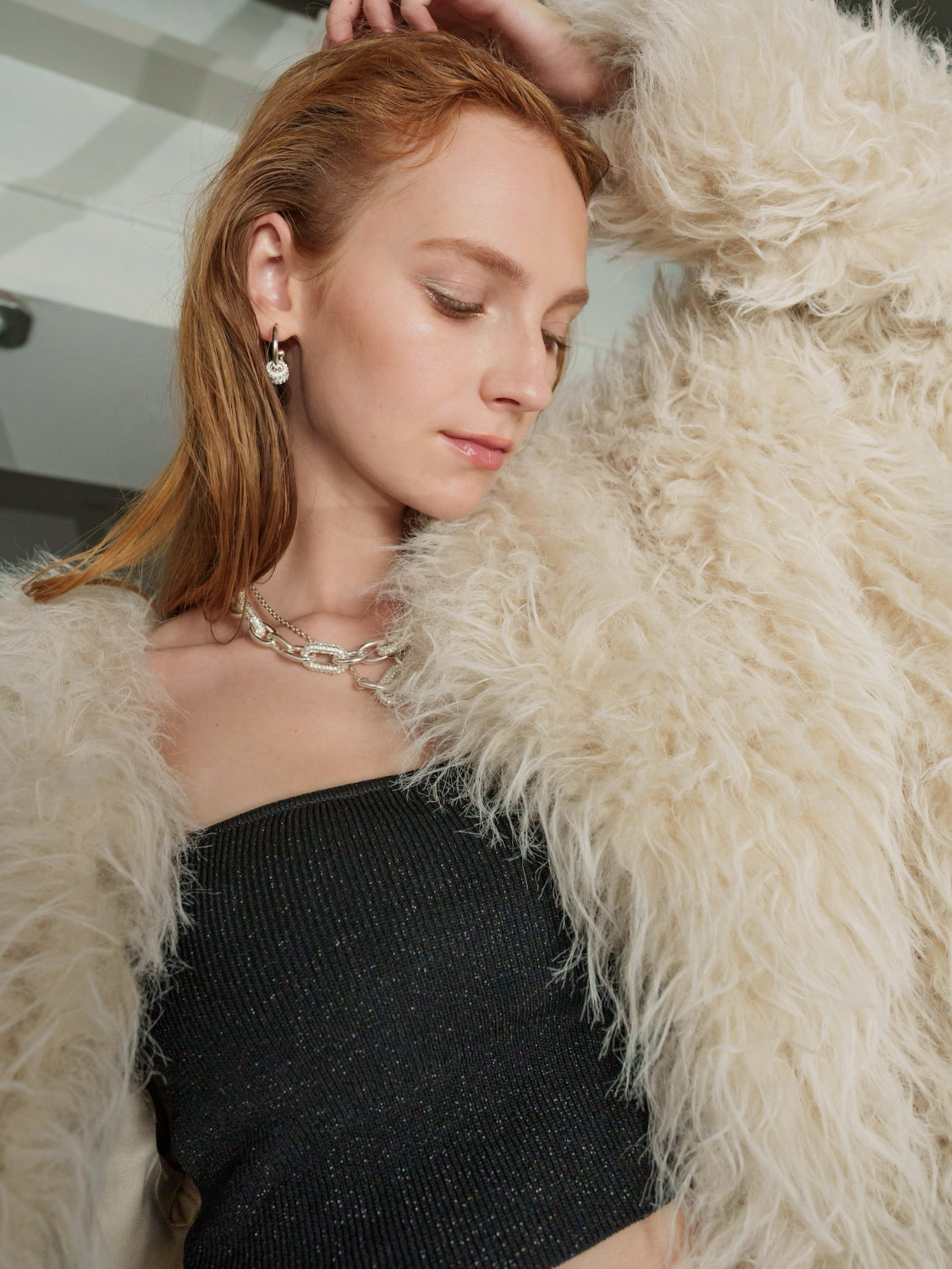 ノーカラー チベット Fur コート