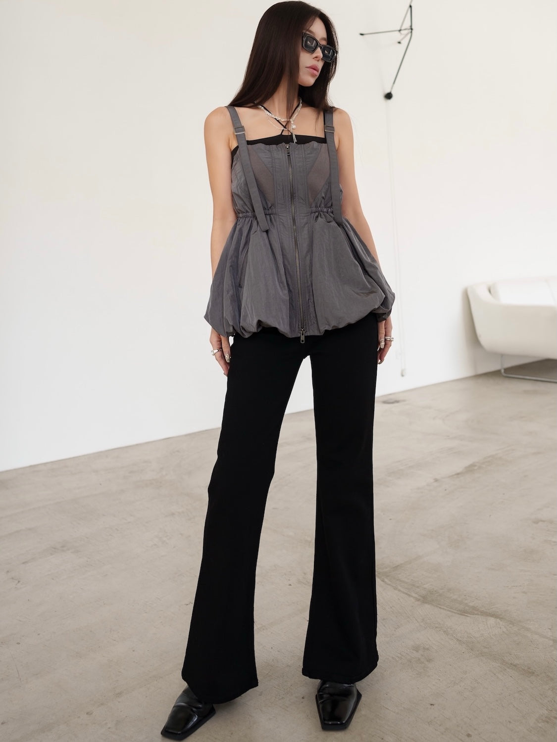 MODEL:159cm<br>COLOR:ブラック<br>着用サイズ:0