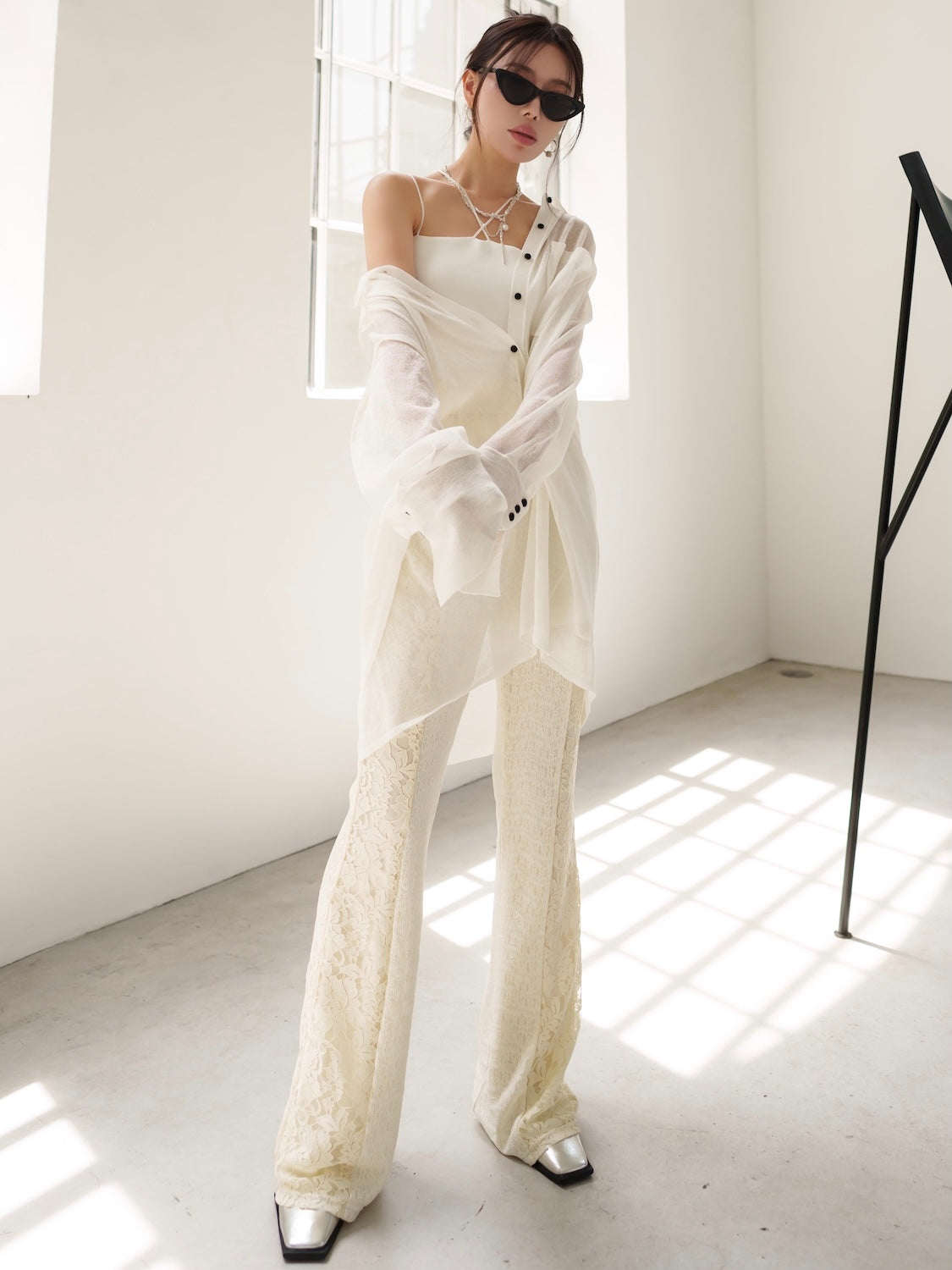 Stretch レース フレアパンツ