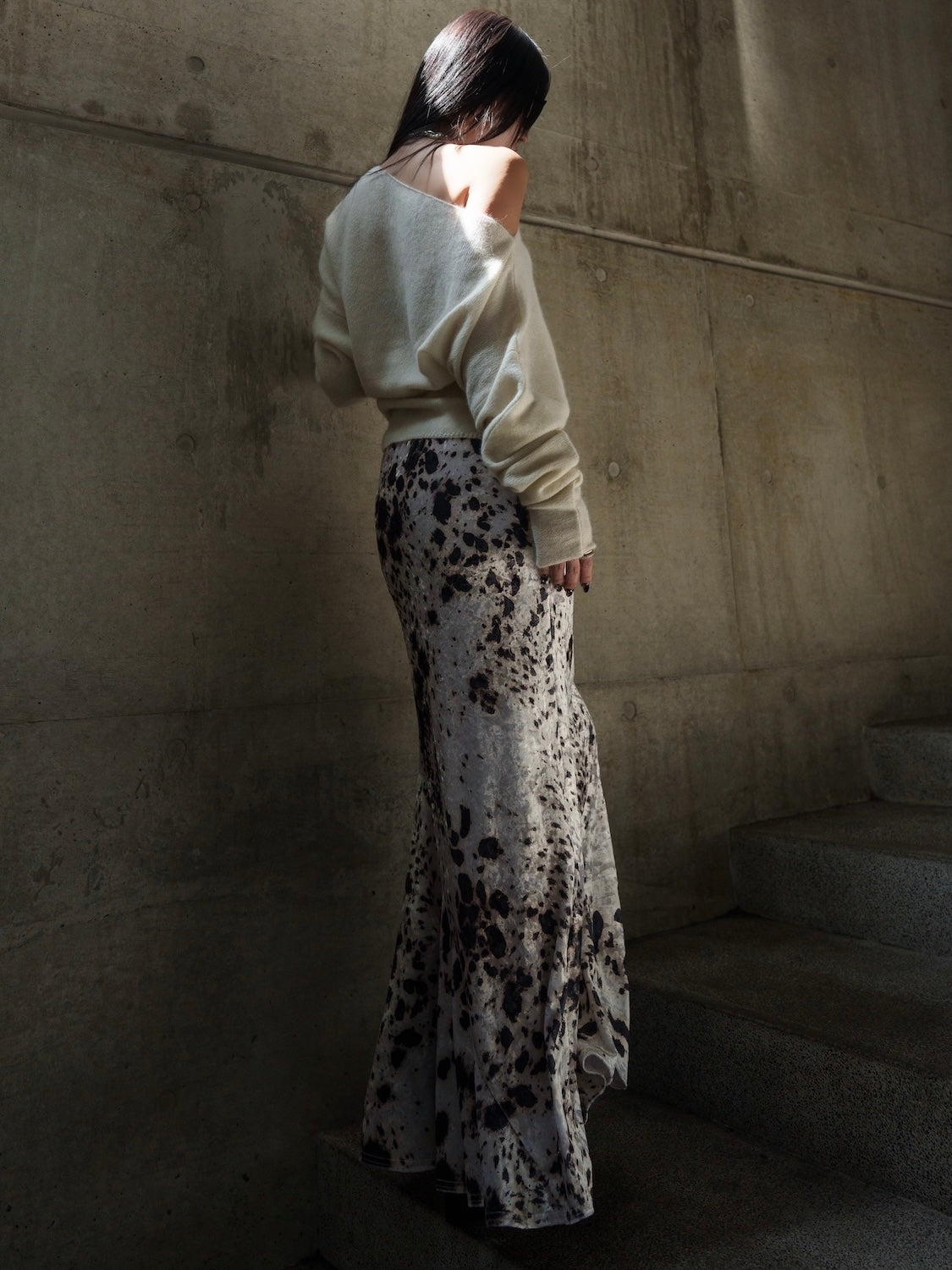 アシンメトリー ラクーン KNIT トップス