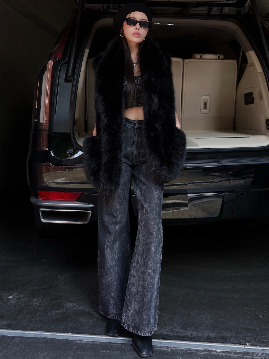 Suede ボンディング Fur ベスト