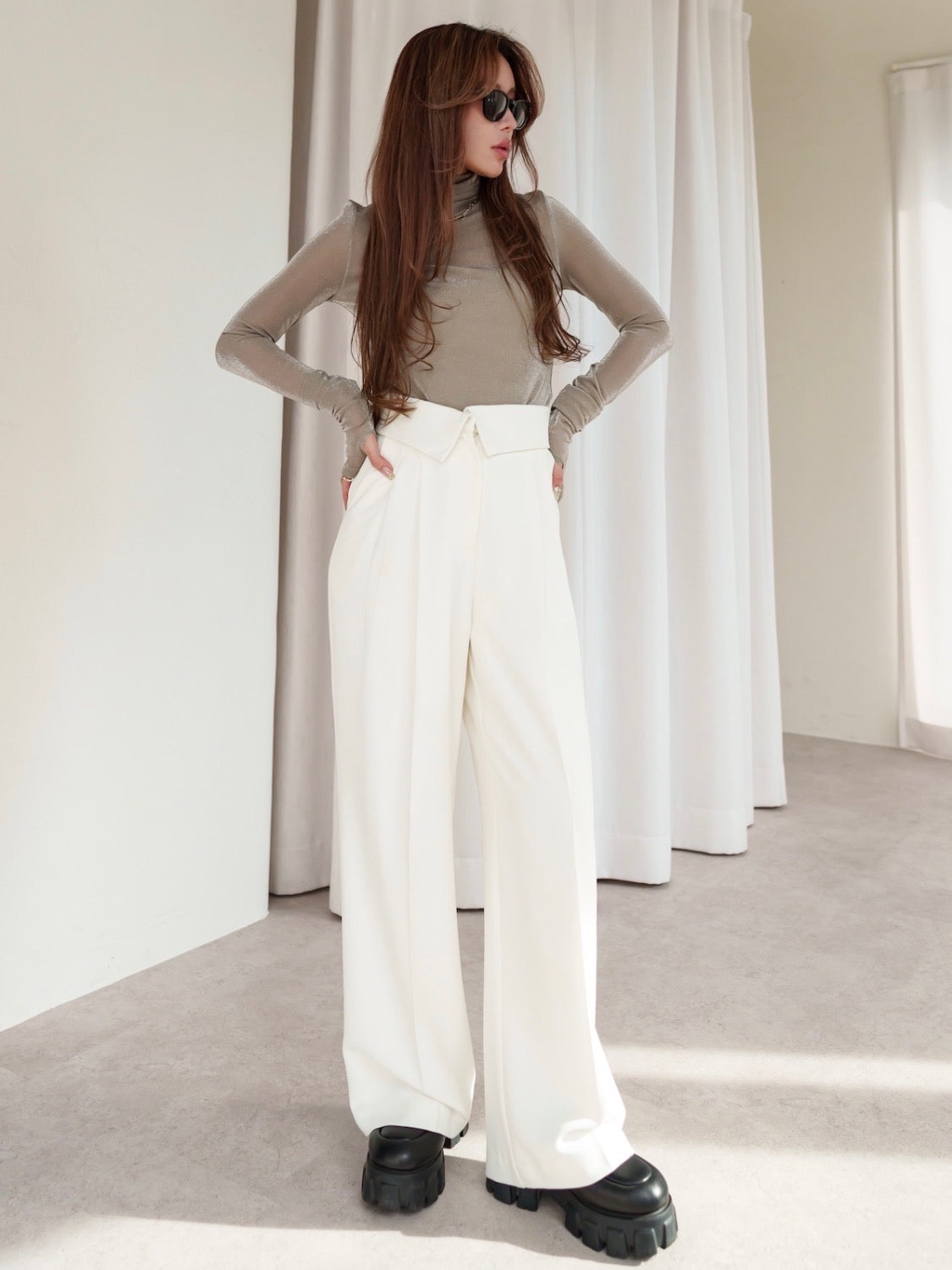 Design Waist Wide Pants