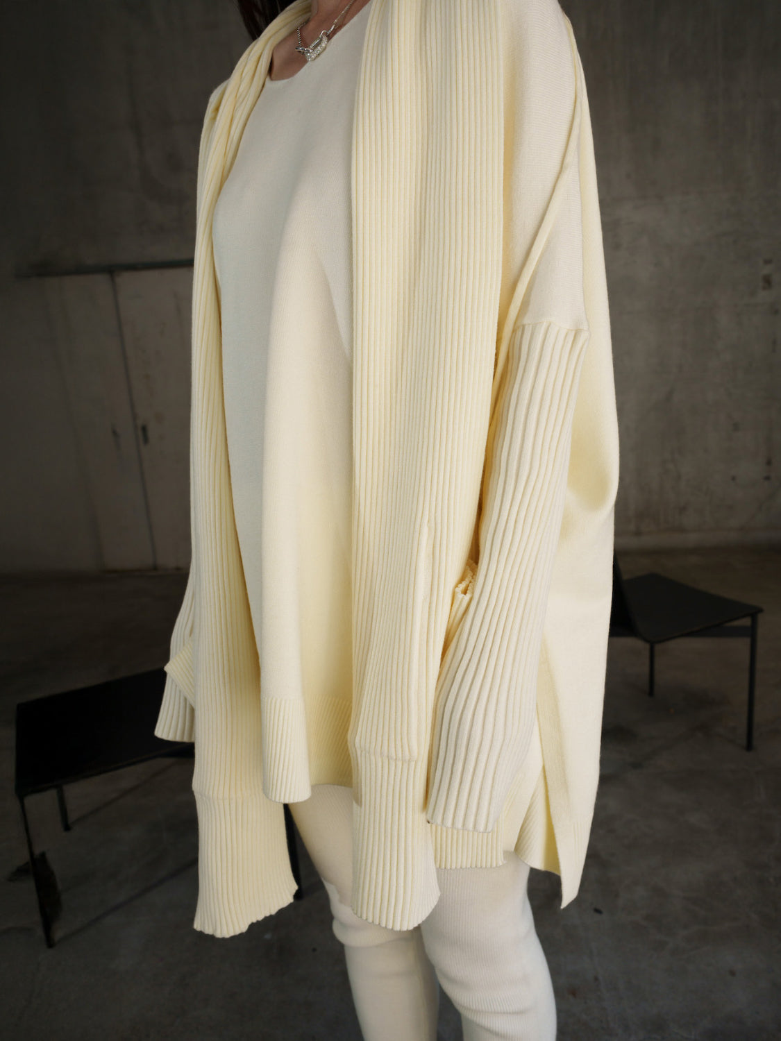 3ピース フーディー ポンチョ KNIT セットアップ