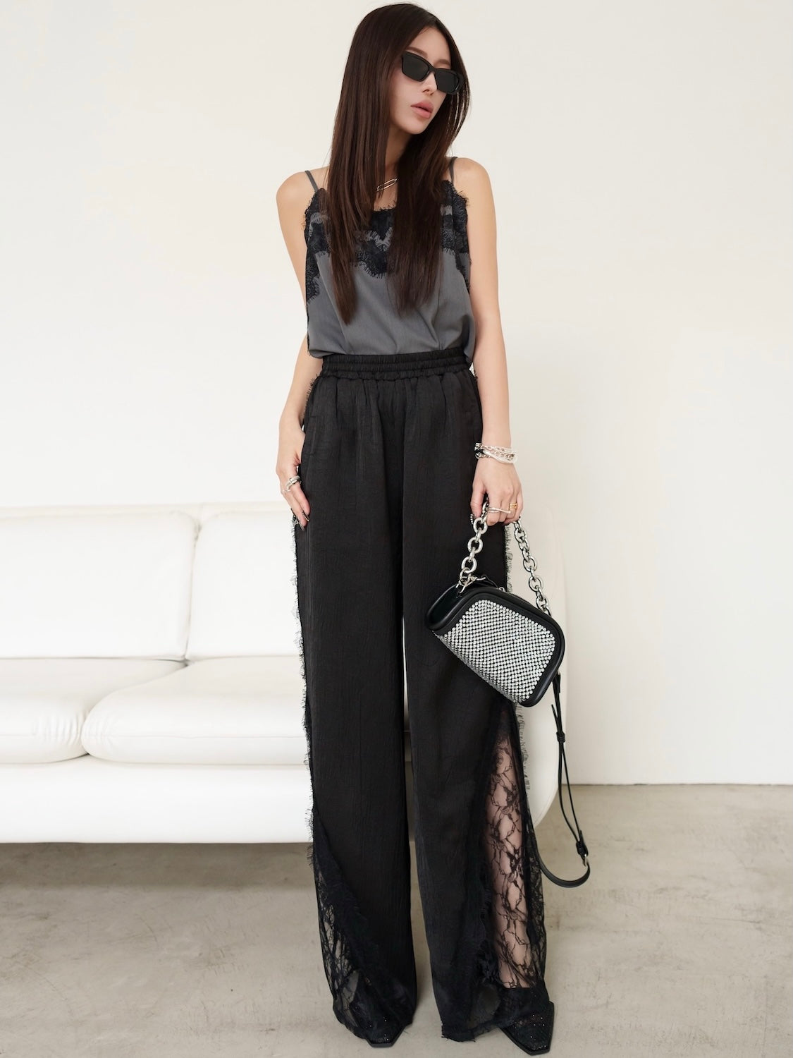 Switch レース サテン ワイドパンツ