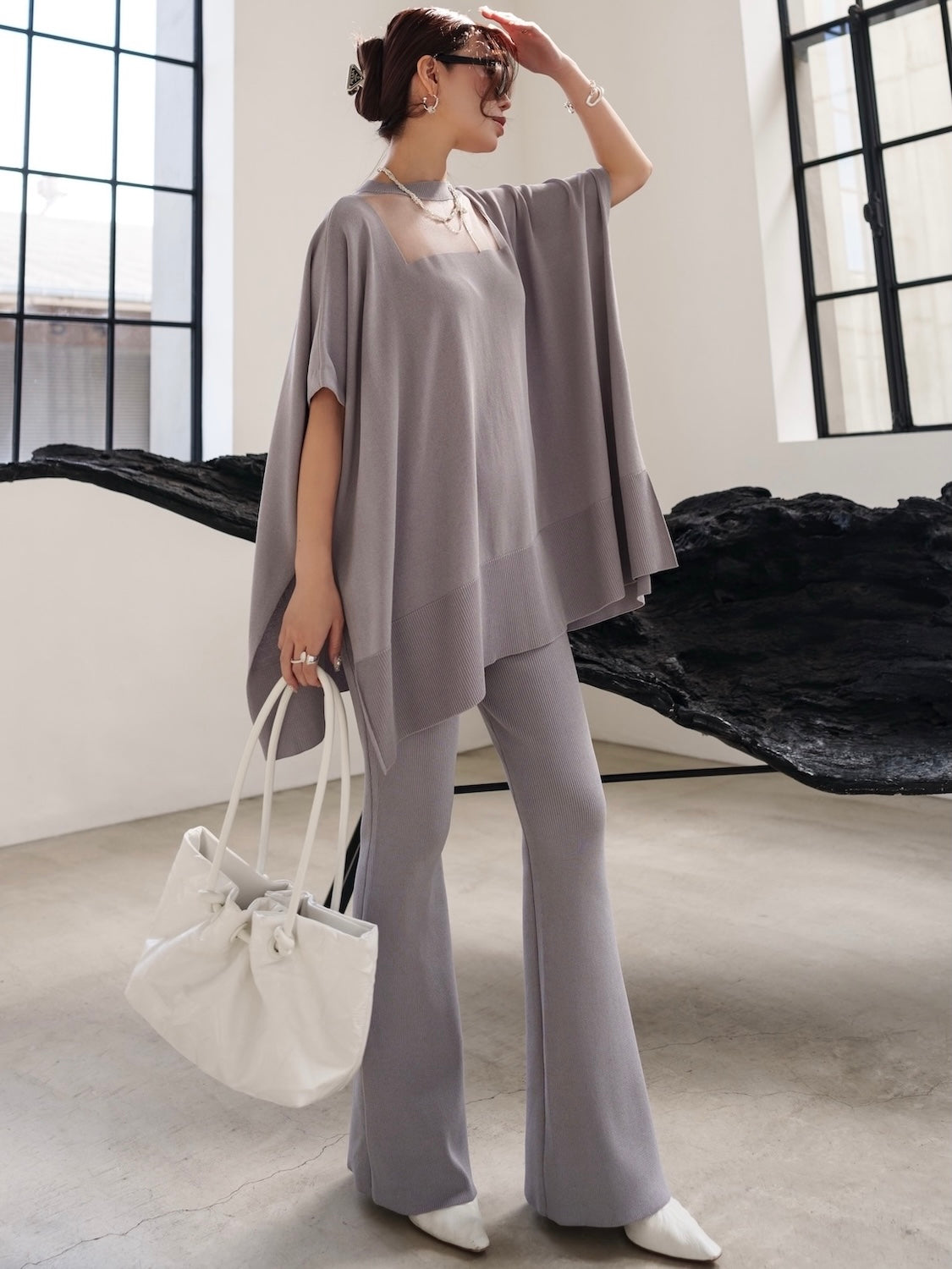 Knot crinkled leather tote