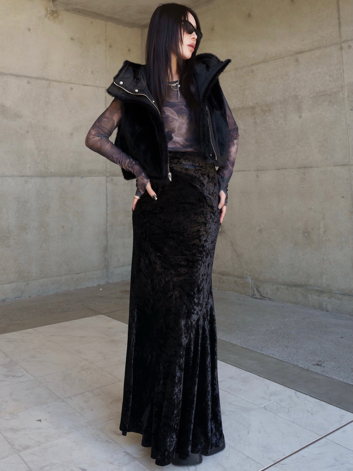 レオパード CRASH VELOUR マーメイドスカート