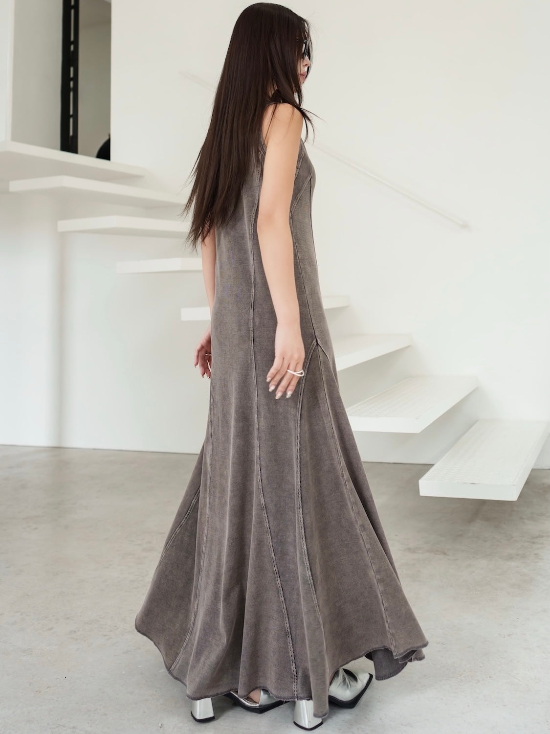 ピグメント Rib フレア ワンピース