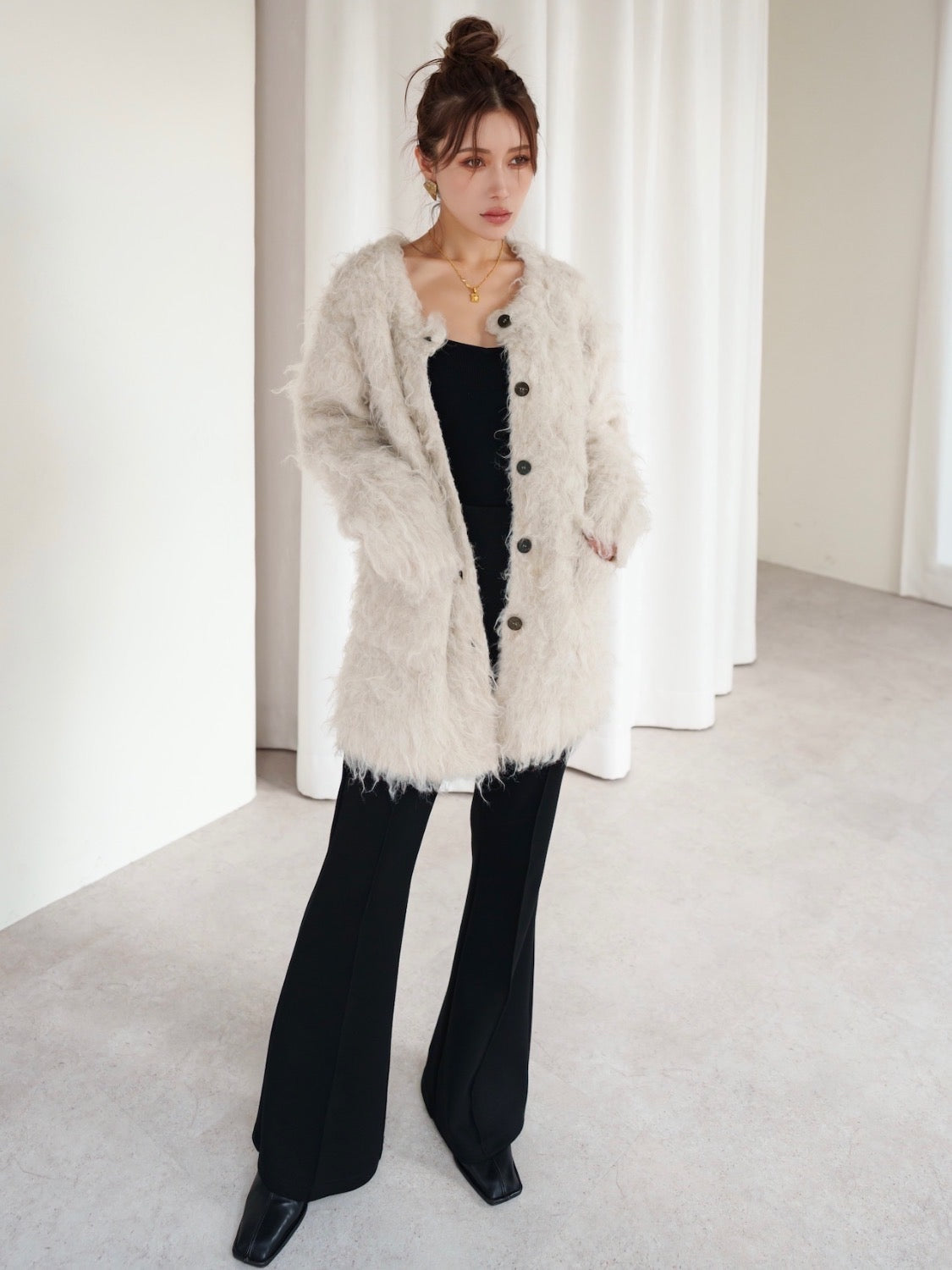 Wool Fur Cardigan