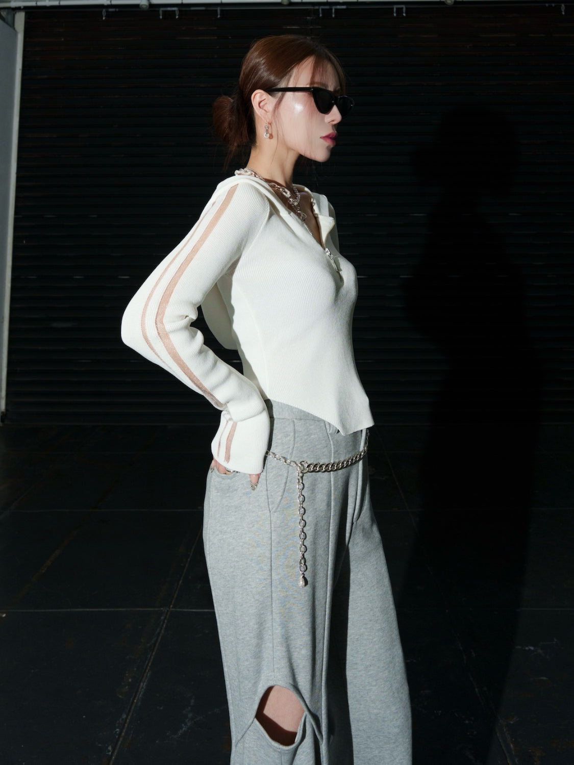 シアーライン Half ジップフーディー KNIT