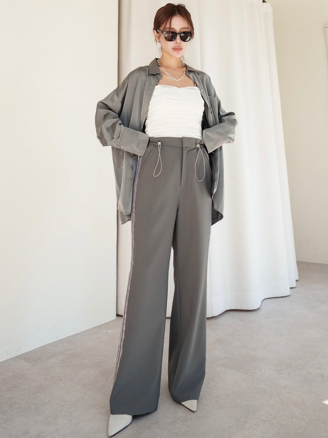 Waist Draw Line Pants