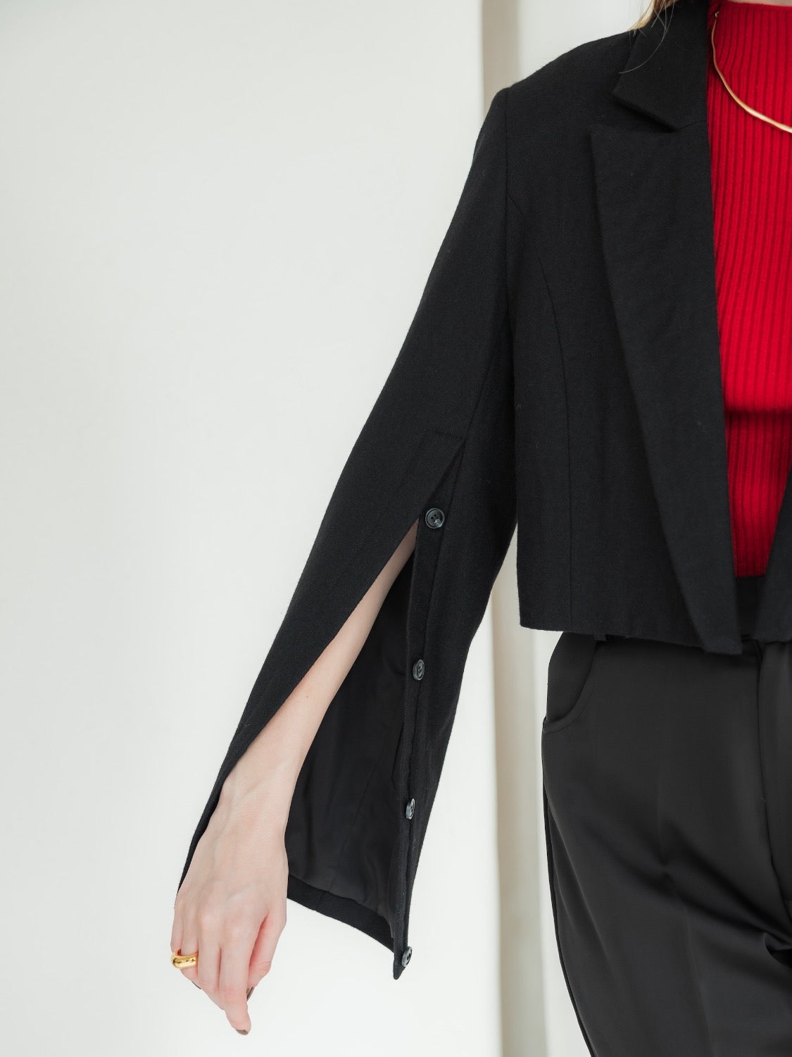 Wool twill short jacket