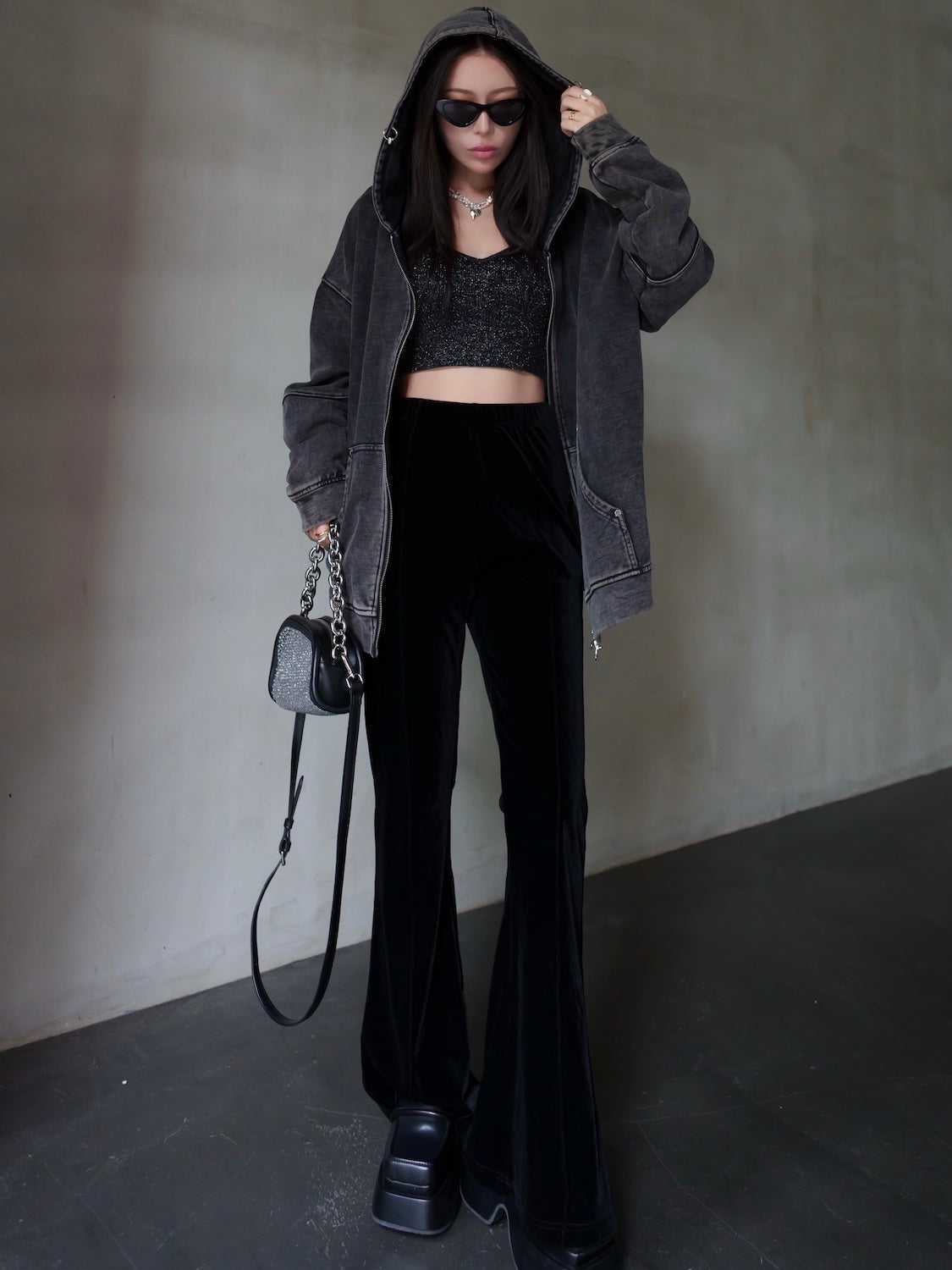 Relax フレア ベロアパンツ