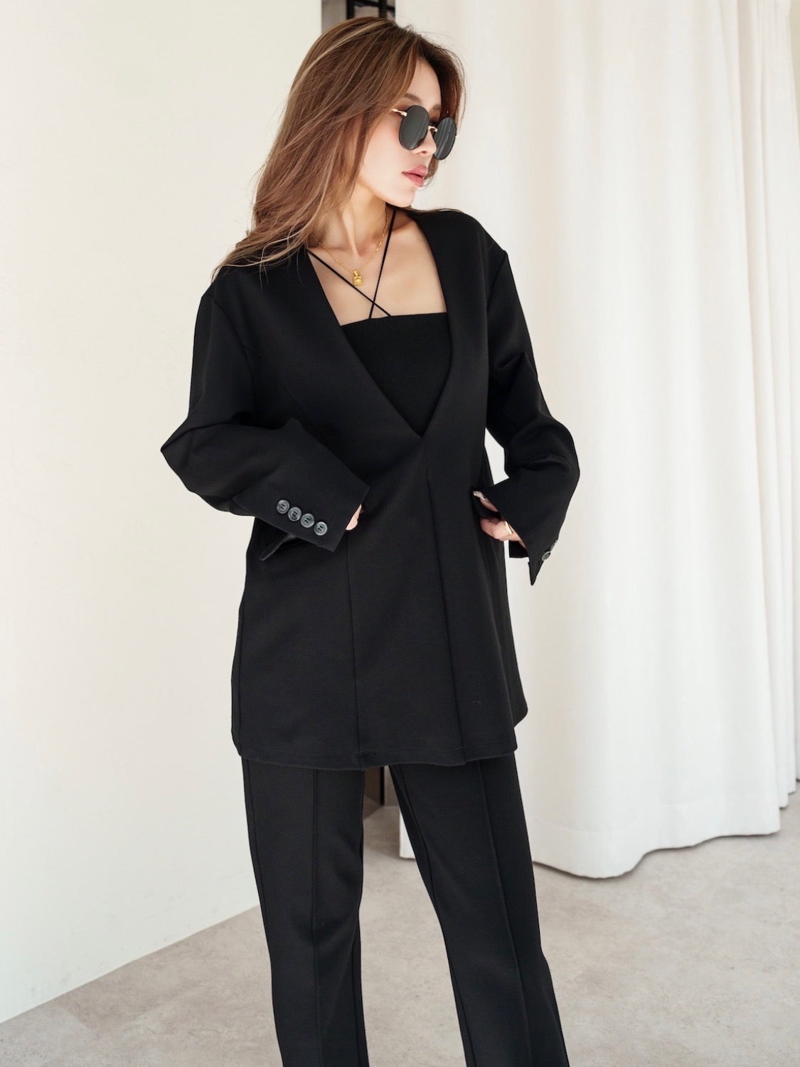 V-neck smooth set-up