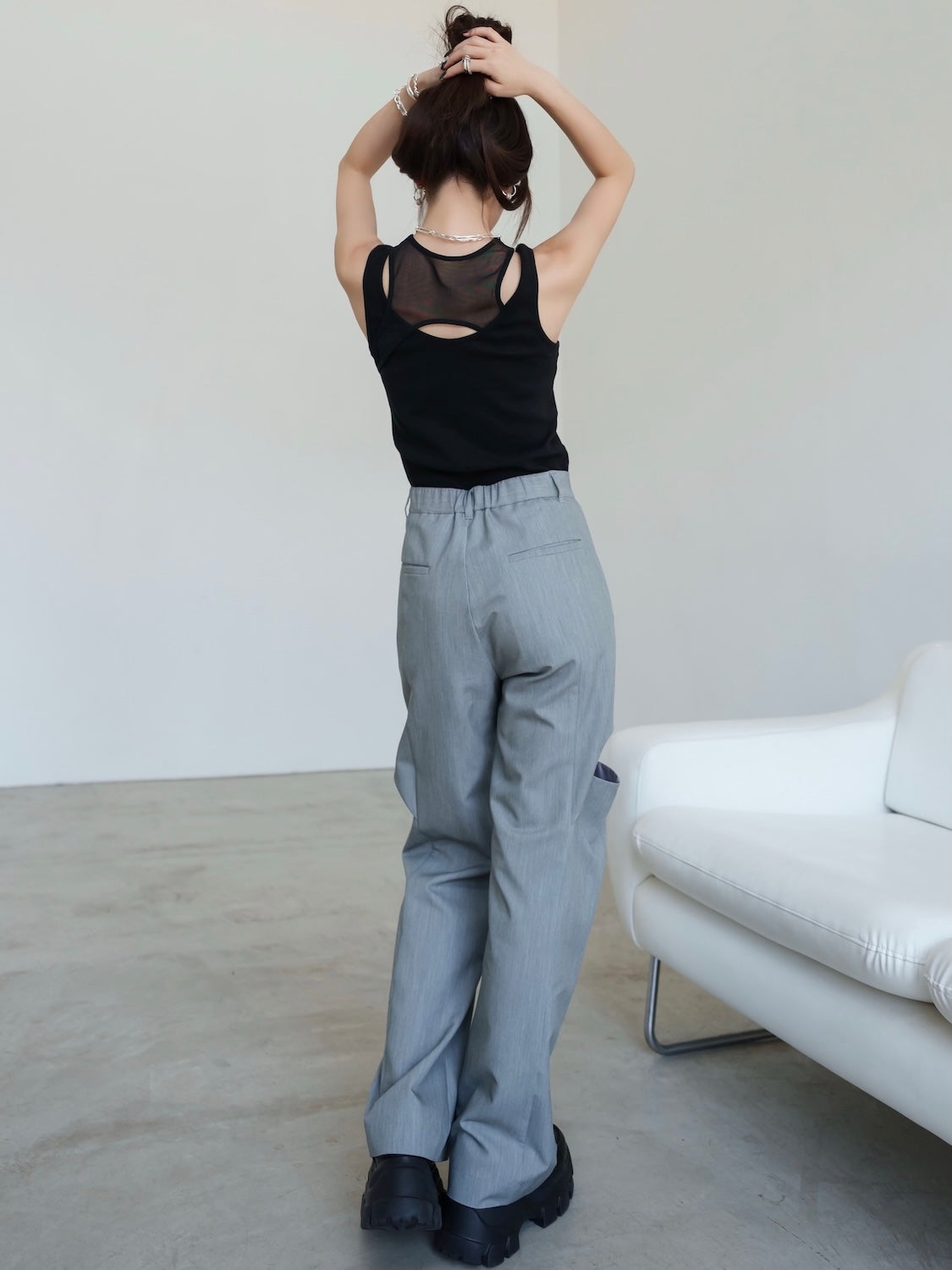 Side Hole Straight Slacks