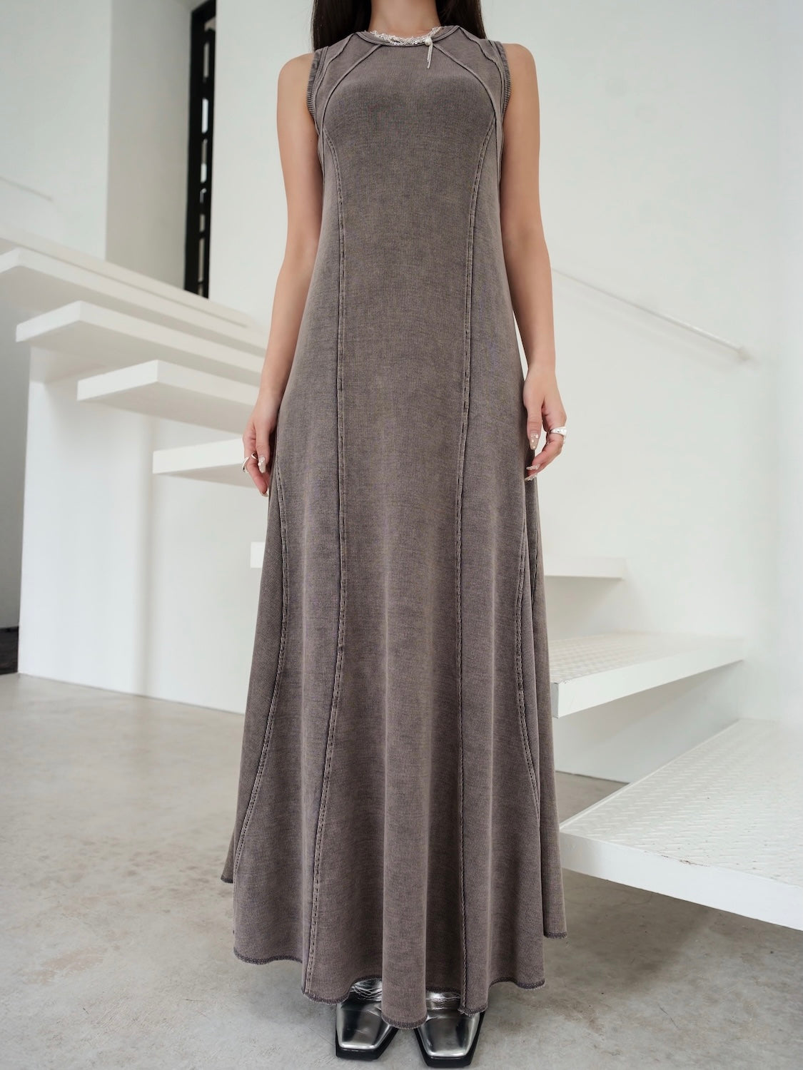 ピグメント Rib フレア ワンピース