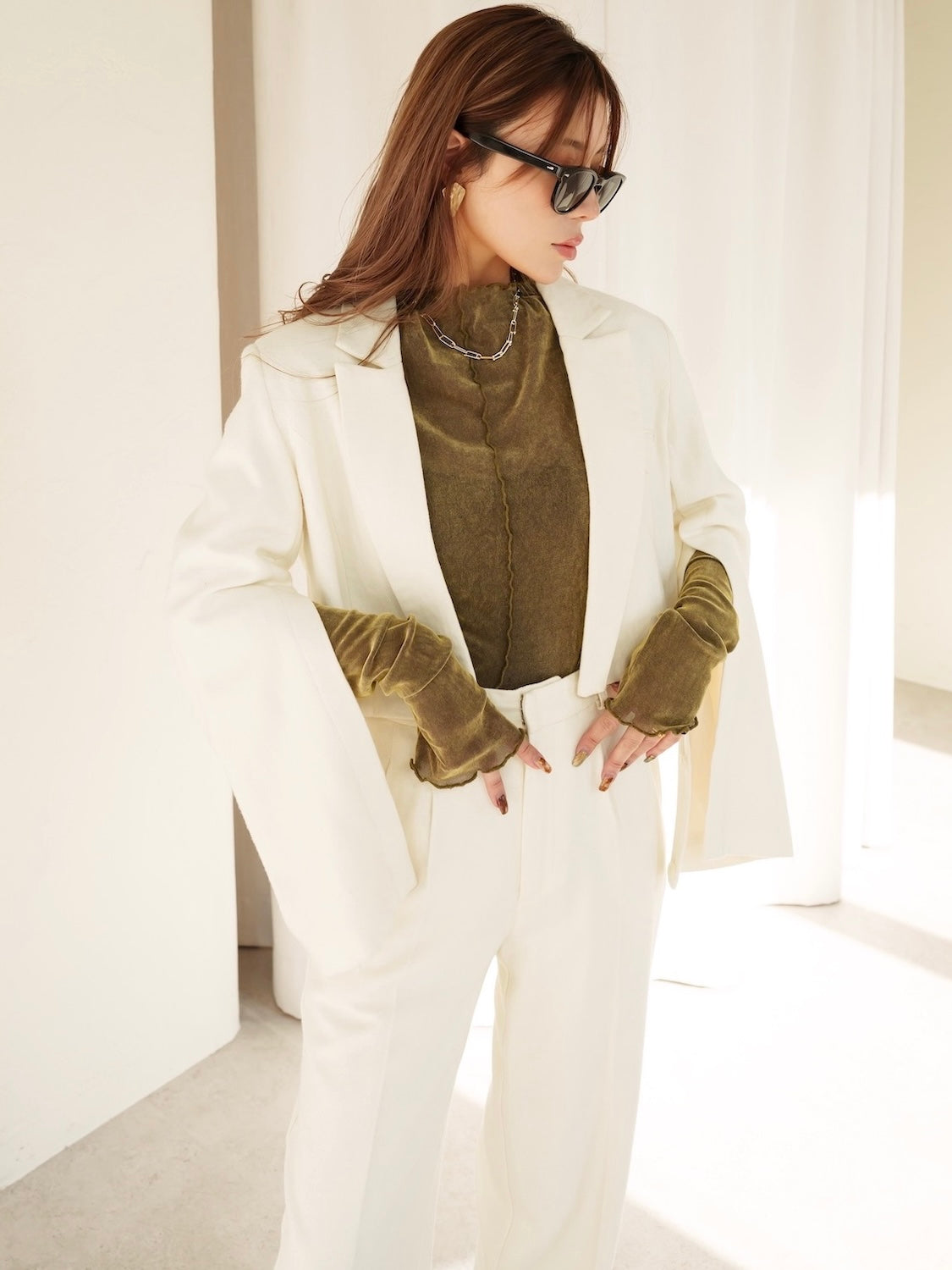 Wool twill short jacket