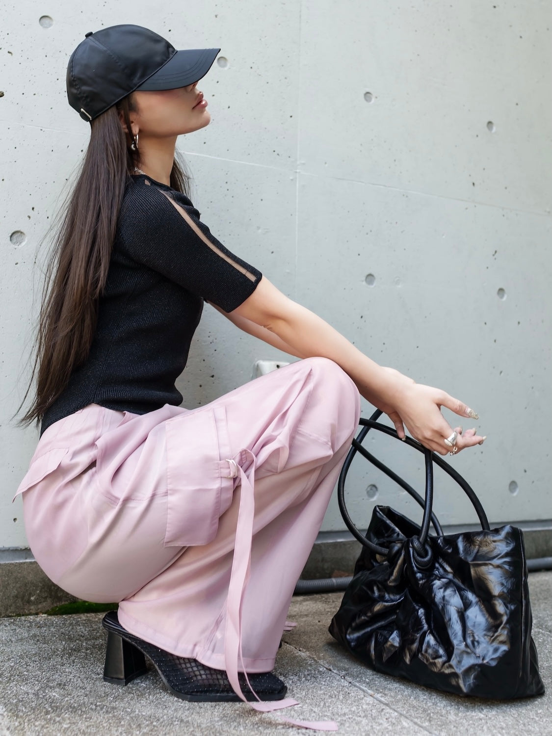 シアーライン Half ラメ ニット