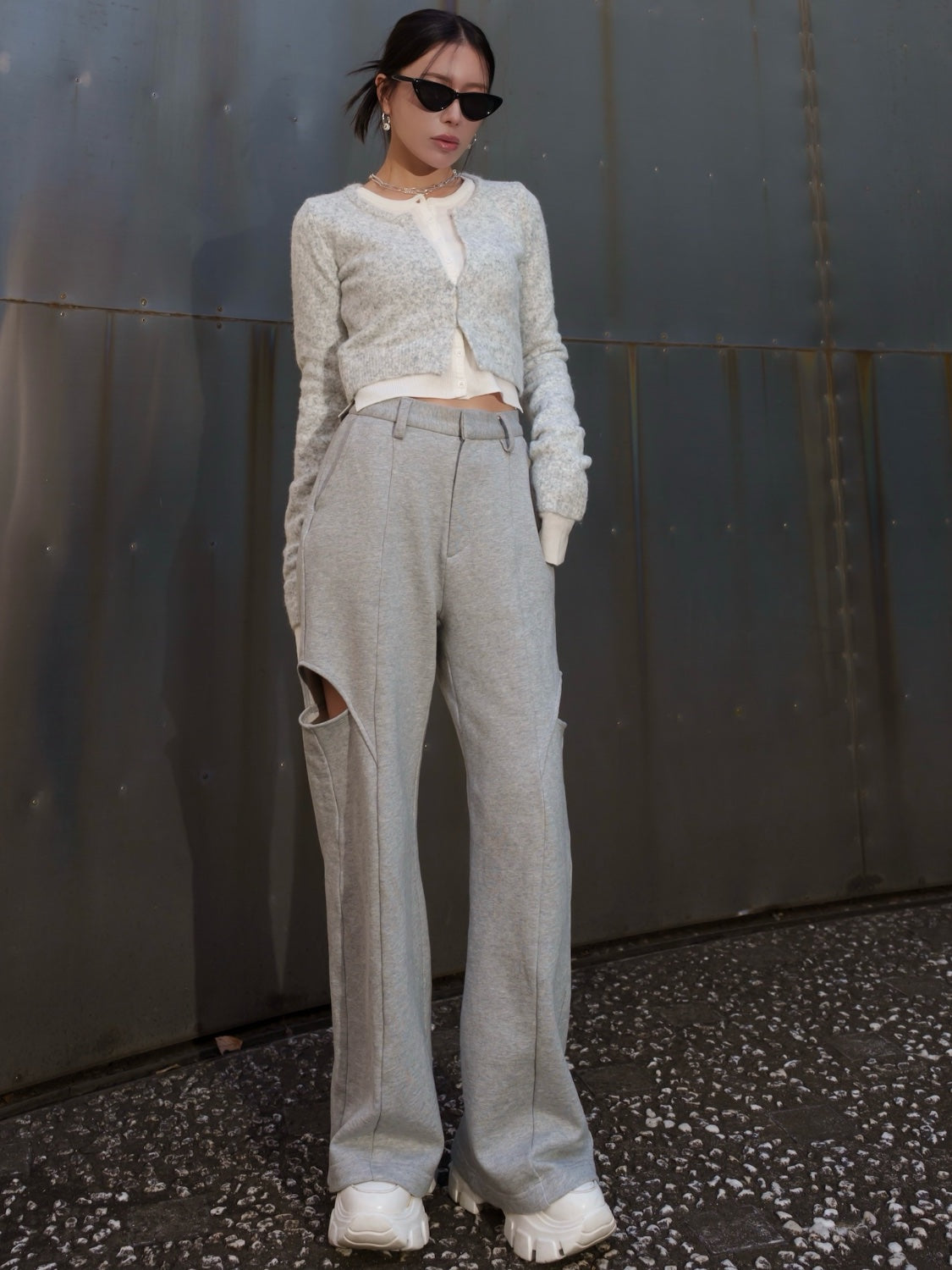 レイヤーライク Crew Neck KNIT カーディガン