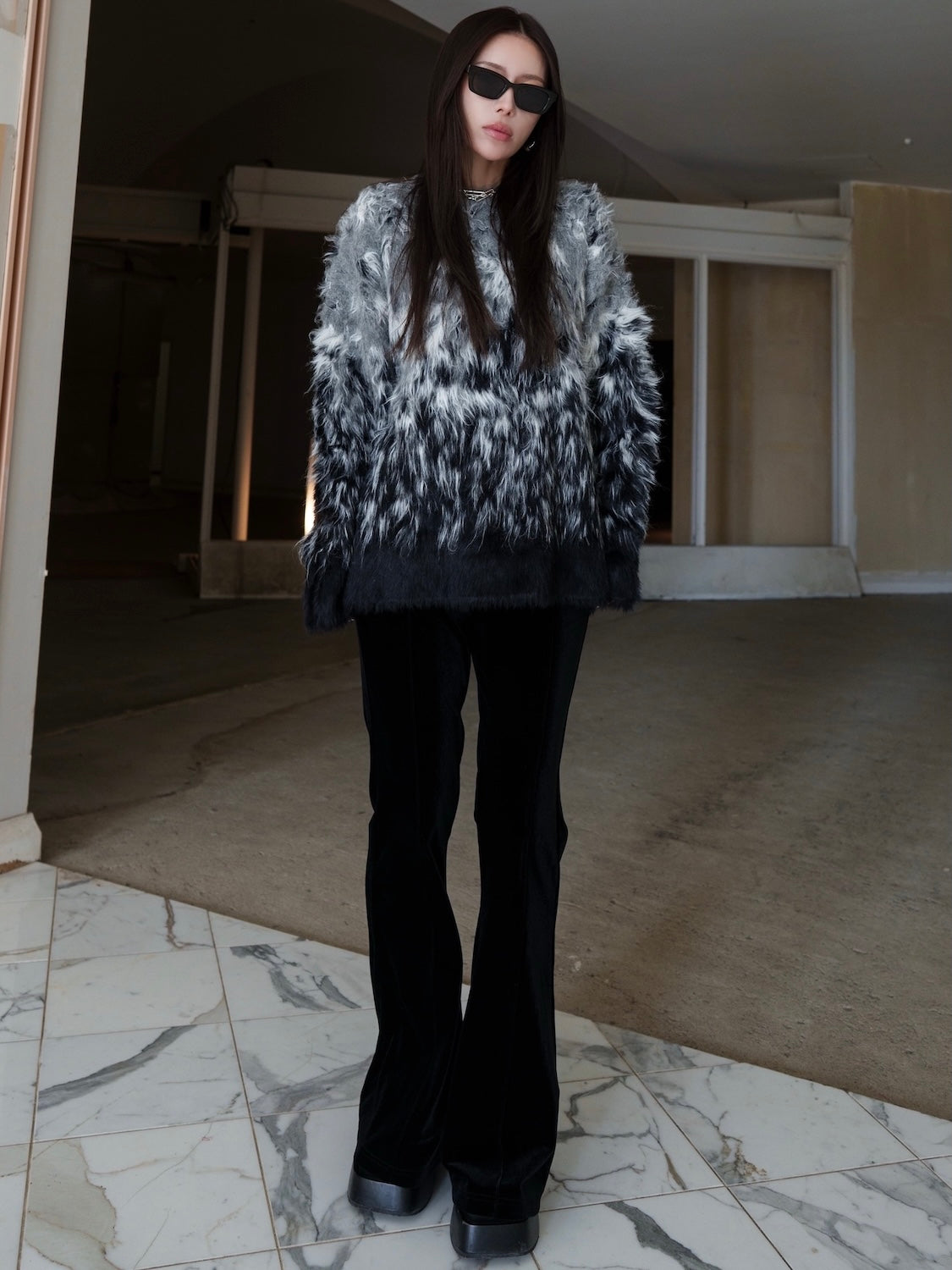 グラデーション Hairy KNIT プルオーバー