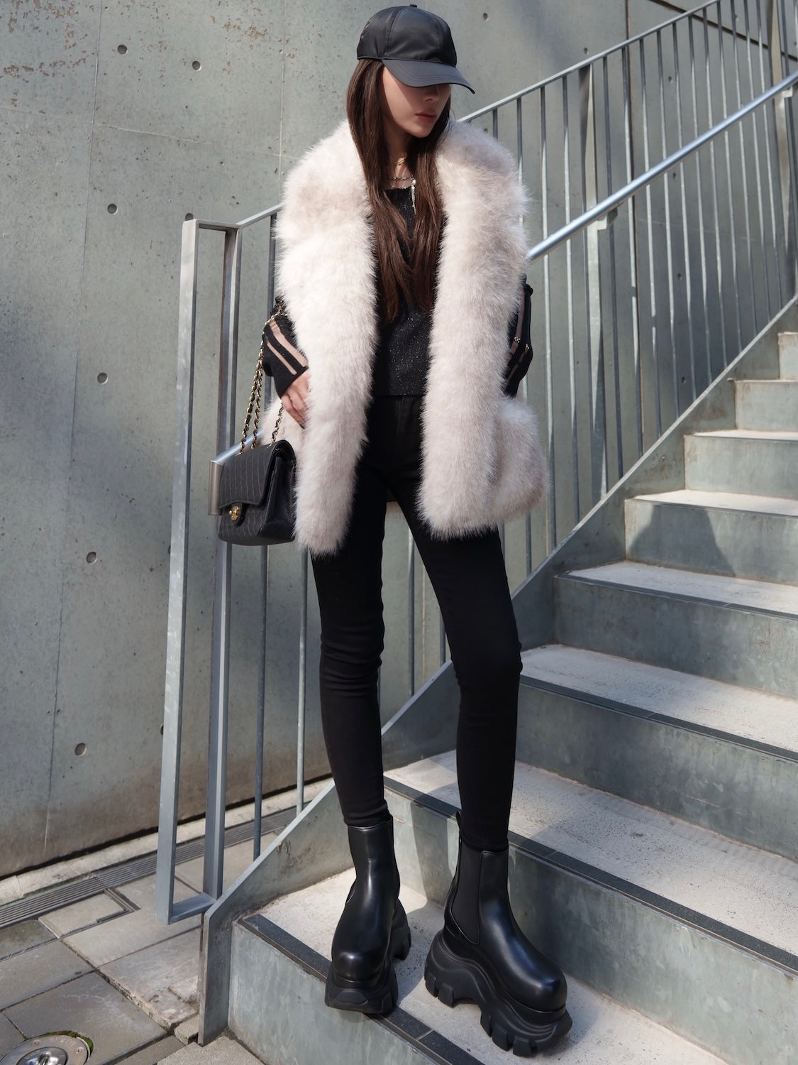 Suede ボンディング Fur ベスト