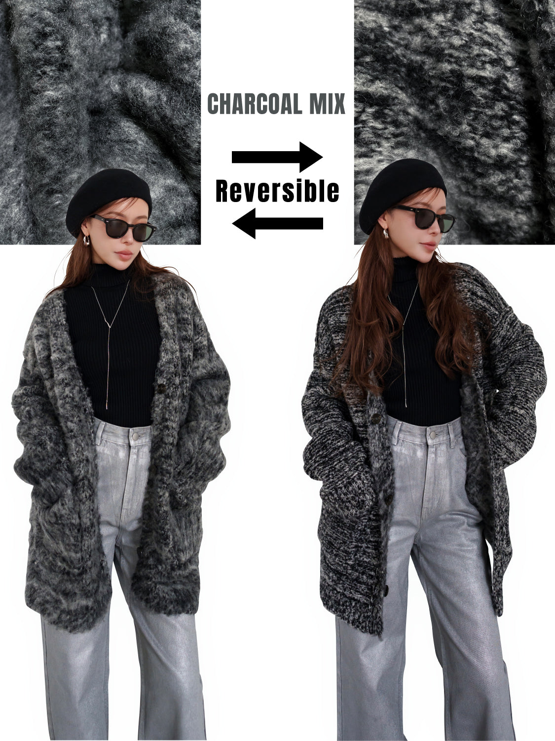 Fluffy ミックスヤーン Wool カーディガン