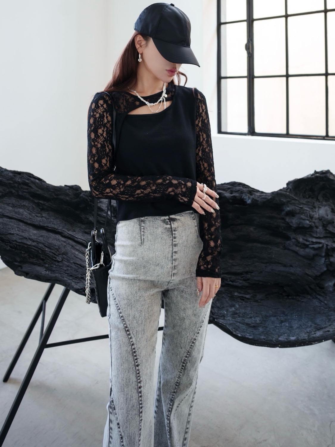 Crinkled leather Chain mini bag