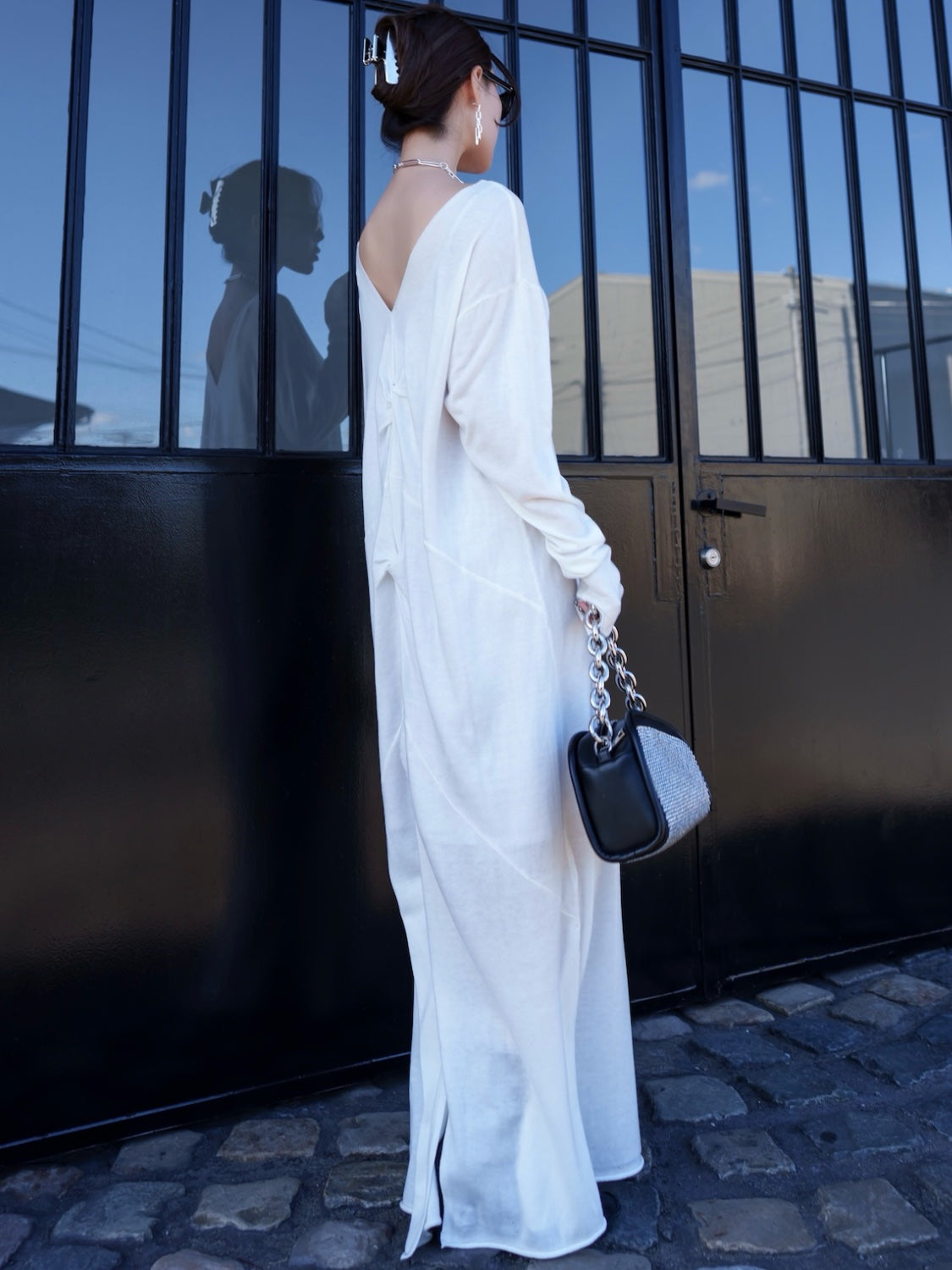 Stone Chain Asymmetric Bag