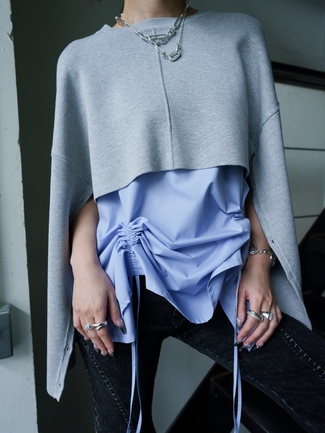 レイヤード KNIT & ブラウス セット