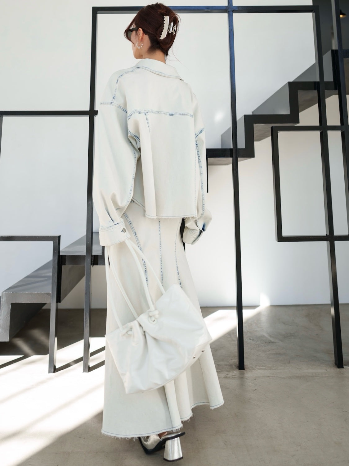 Knot crinkled leather tote