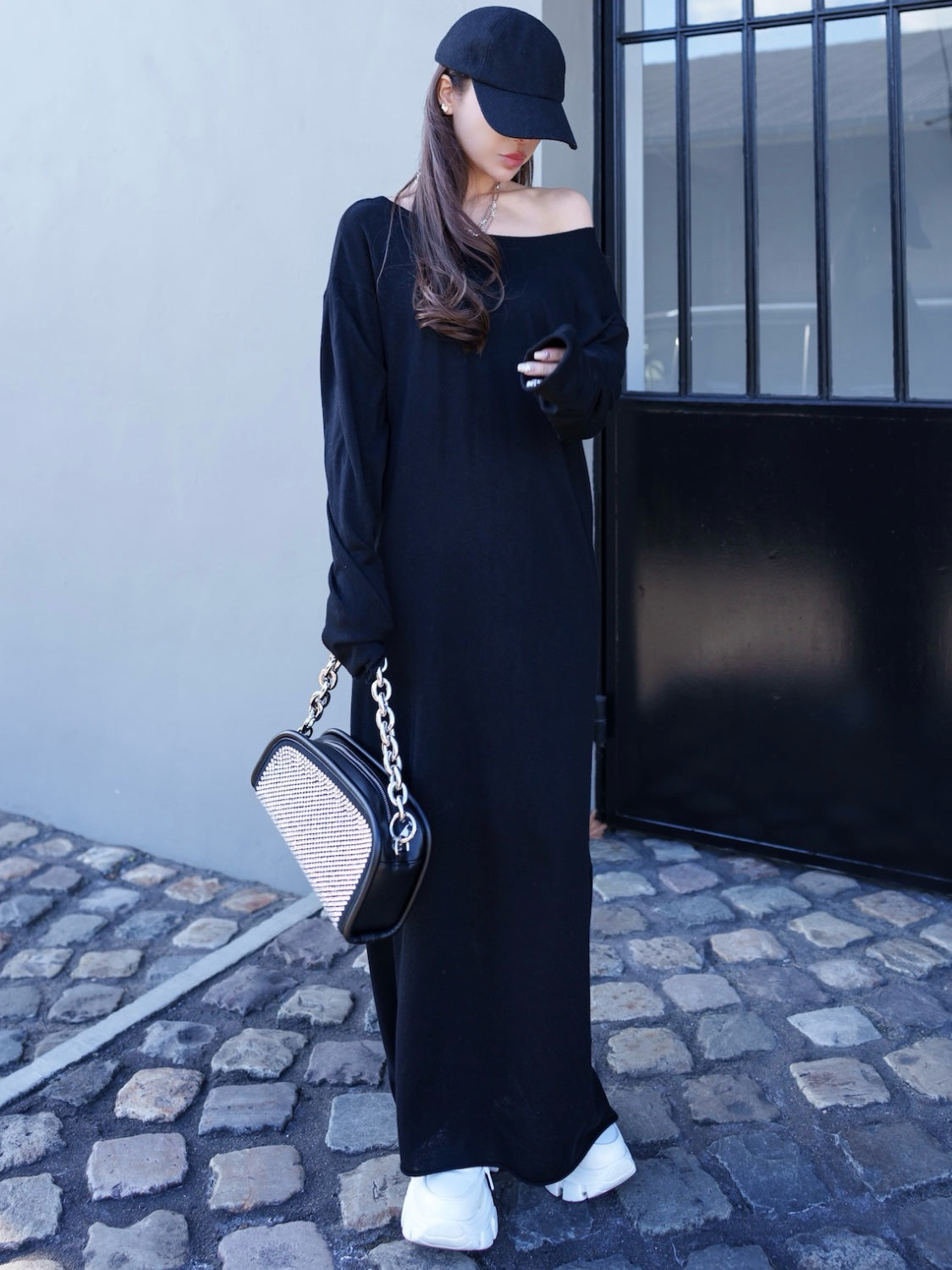 Stone Chain Asymmetric Bag