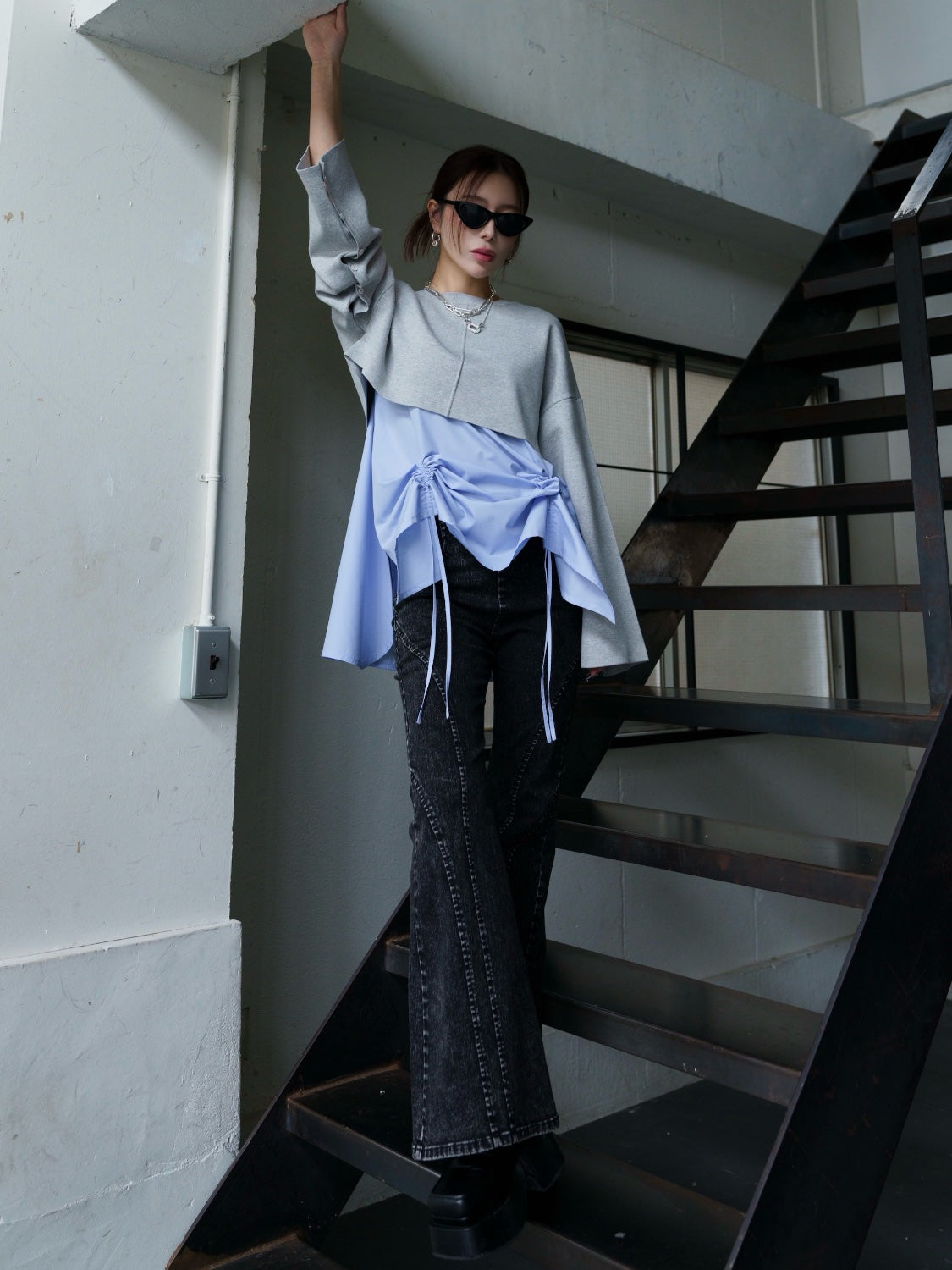 レイヤード KNIT & ブラウス セット