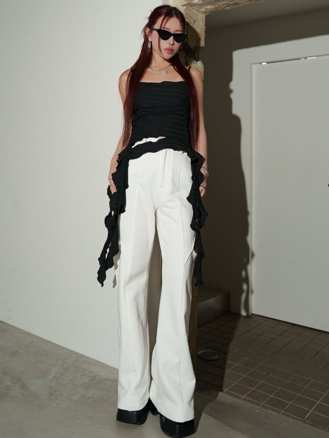 アシンメトリー Ruffle キャミソール