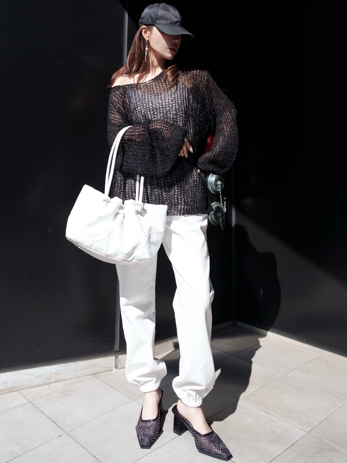 Knot crinkled leather tote