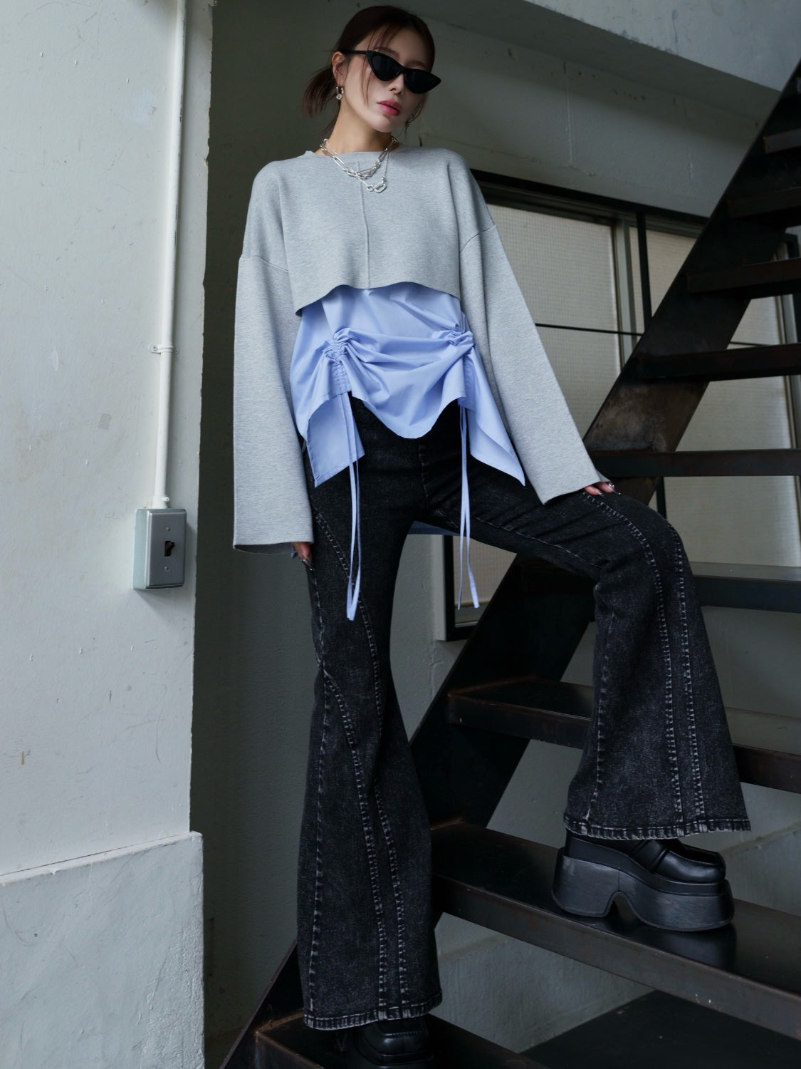 レイヤード KNIT & ブラウス セット