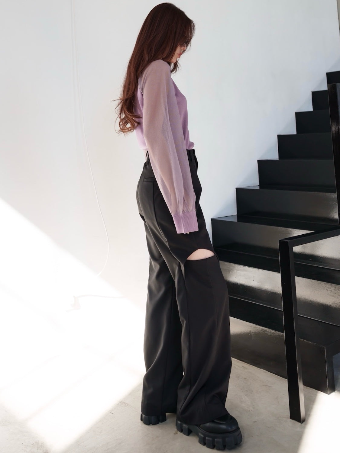 Side Hole Straight Slacks