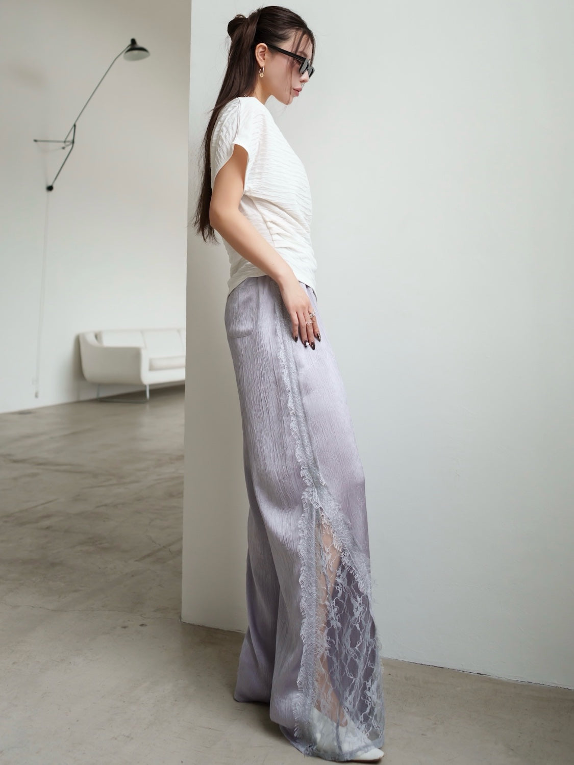 Switch レース サテン ワイドパンツ