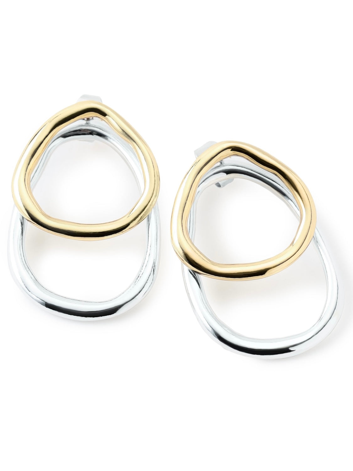 Combination color Double-hoop earrings