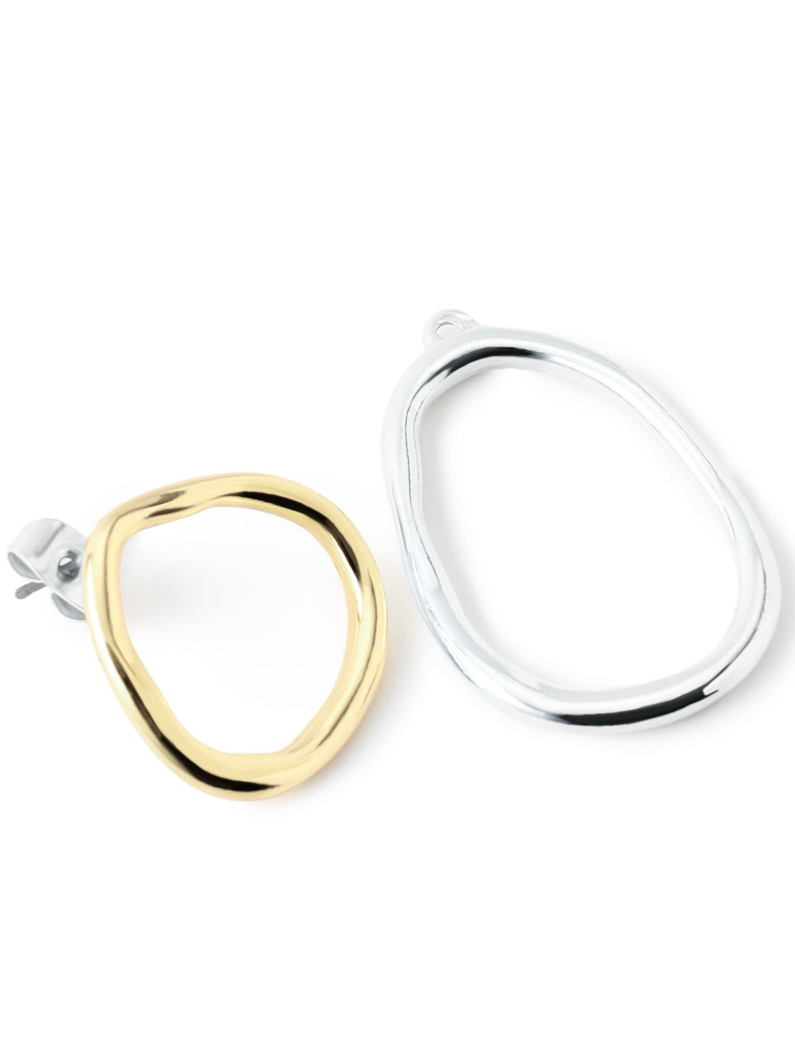 Combination color Double-hoop earrings
