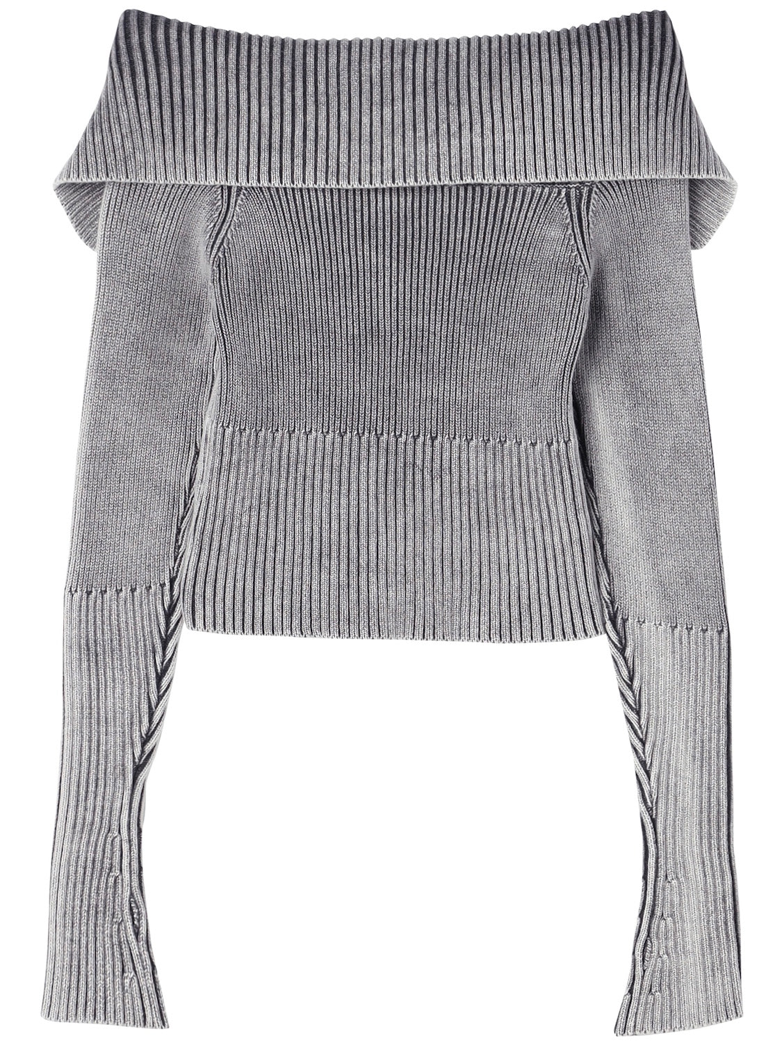 OFF-SHOULDER PIGMENT RIB KNIT SET