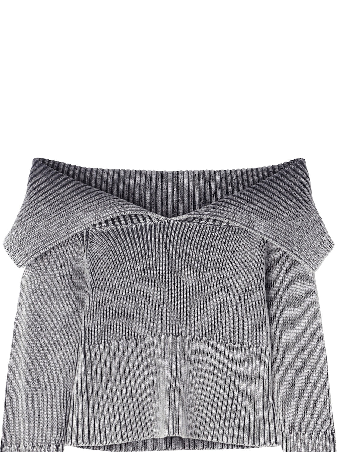 OFF-SHOULDER PIGMENT RIB KNIT SET