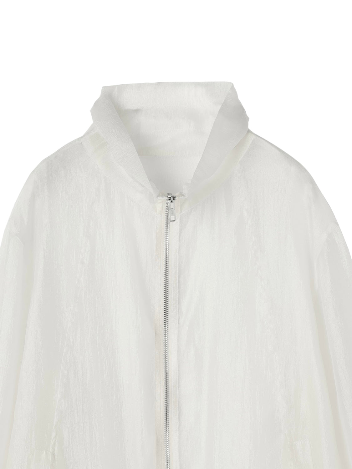 Drawstring & Zip Sheer Blouson