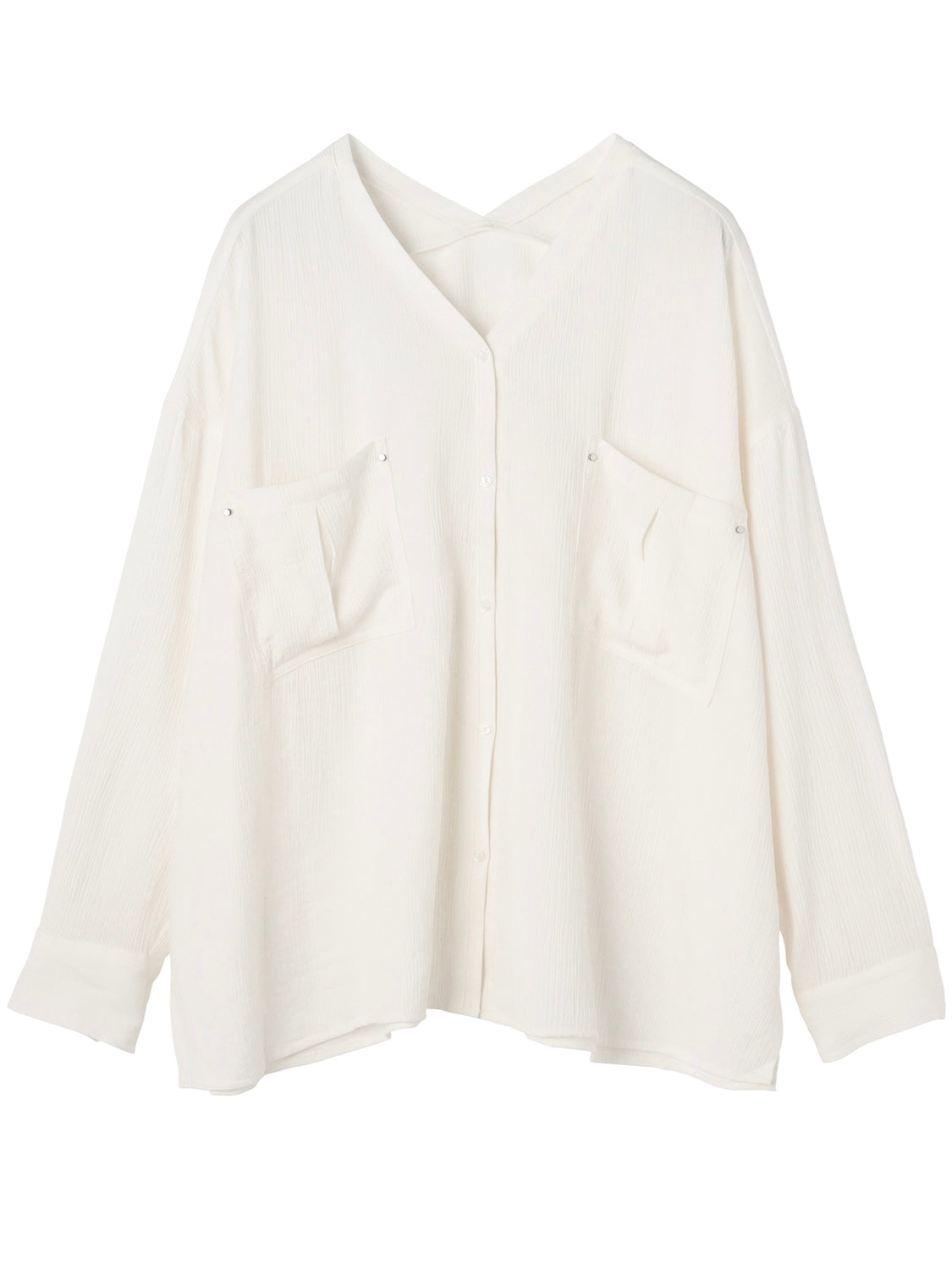 クリンプ Vネック ラージポケット ブラウス