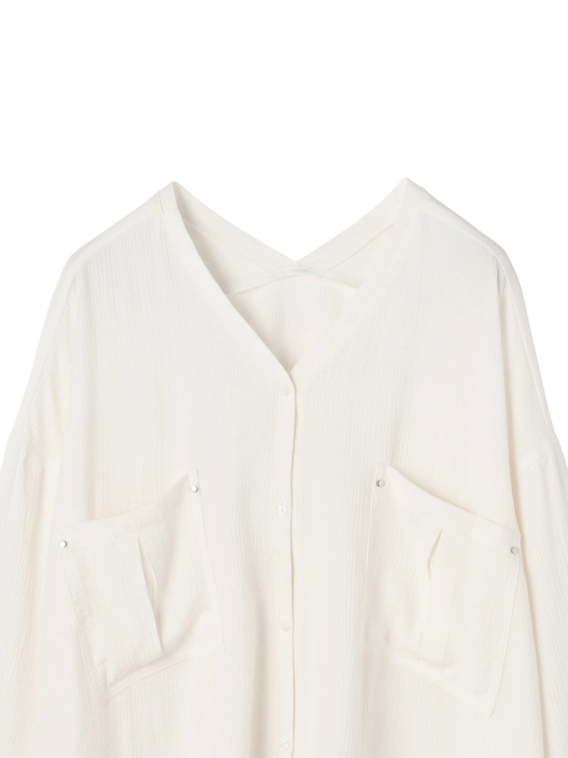 クリンプ Vネック ラージポケット ブラウス