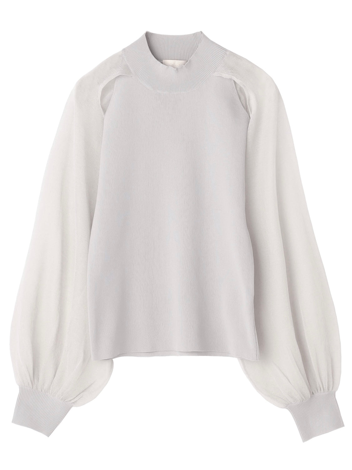 Sheer sleeve docking knit top