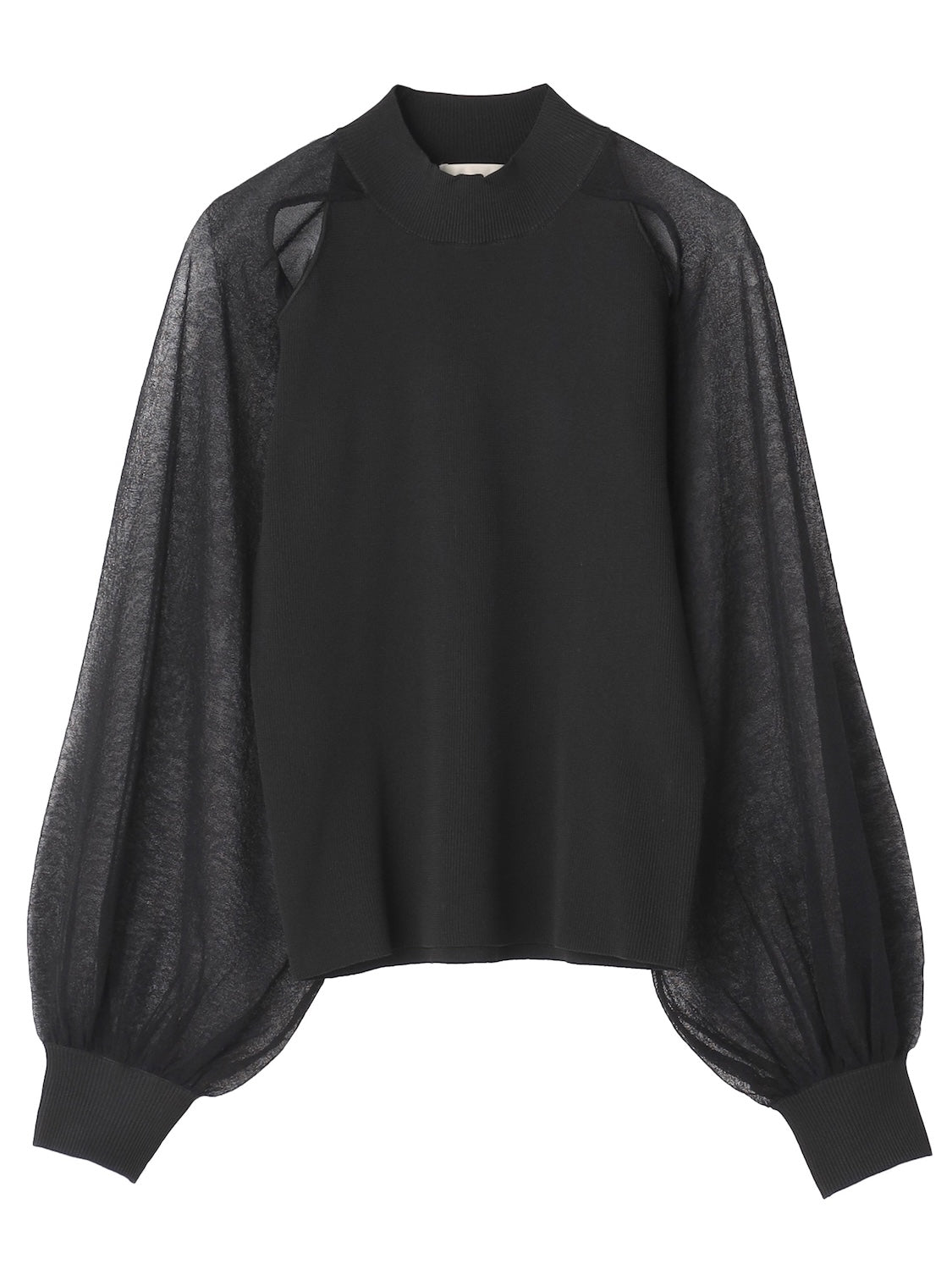 Sheer sleeve docking knit top