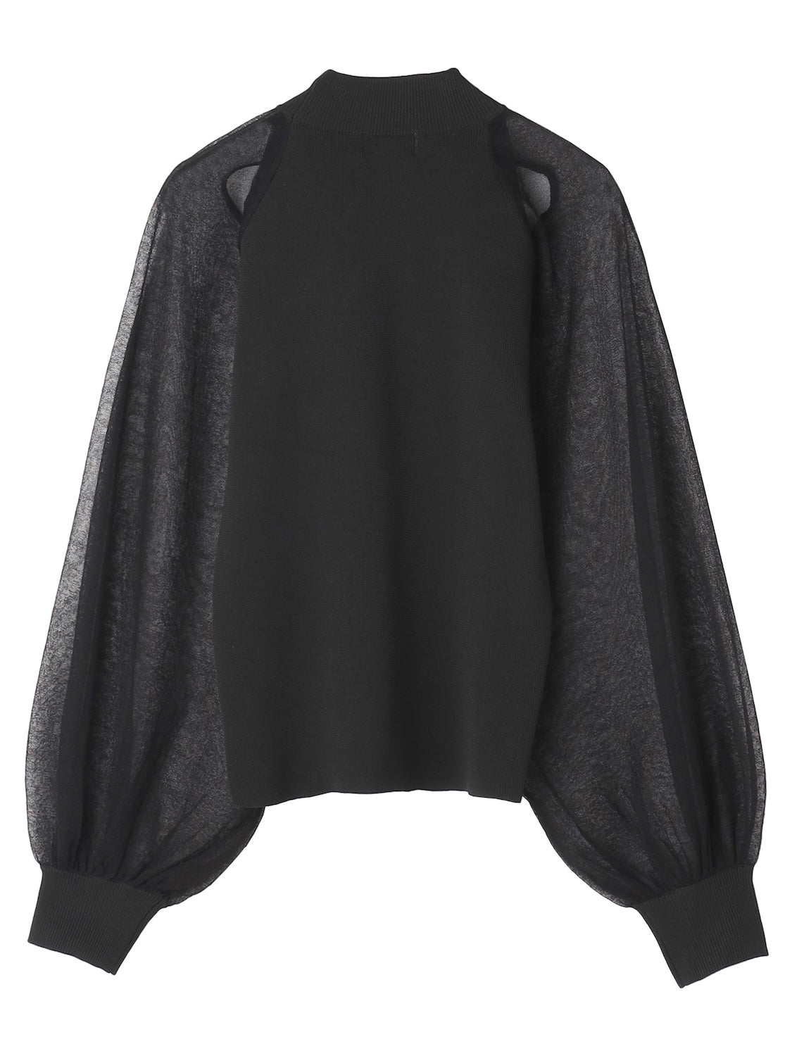 Sheer sleeve docking knit top