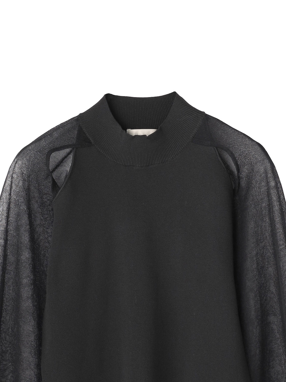 Sheer sleeve docking knit top