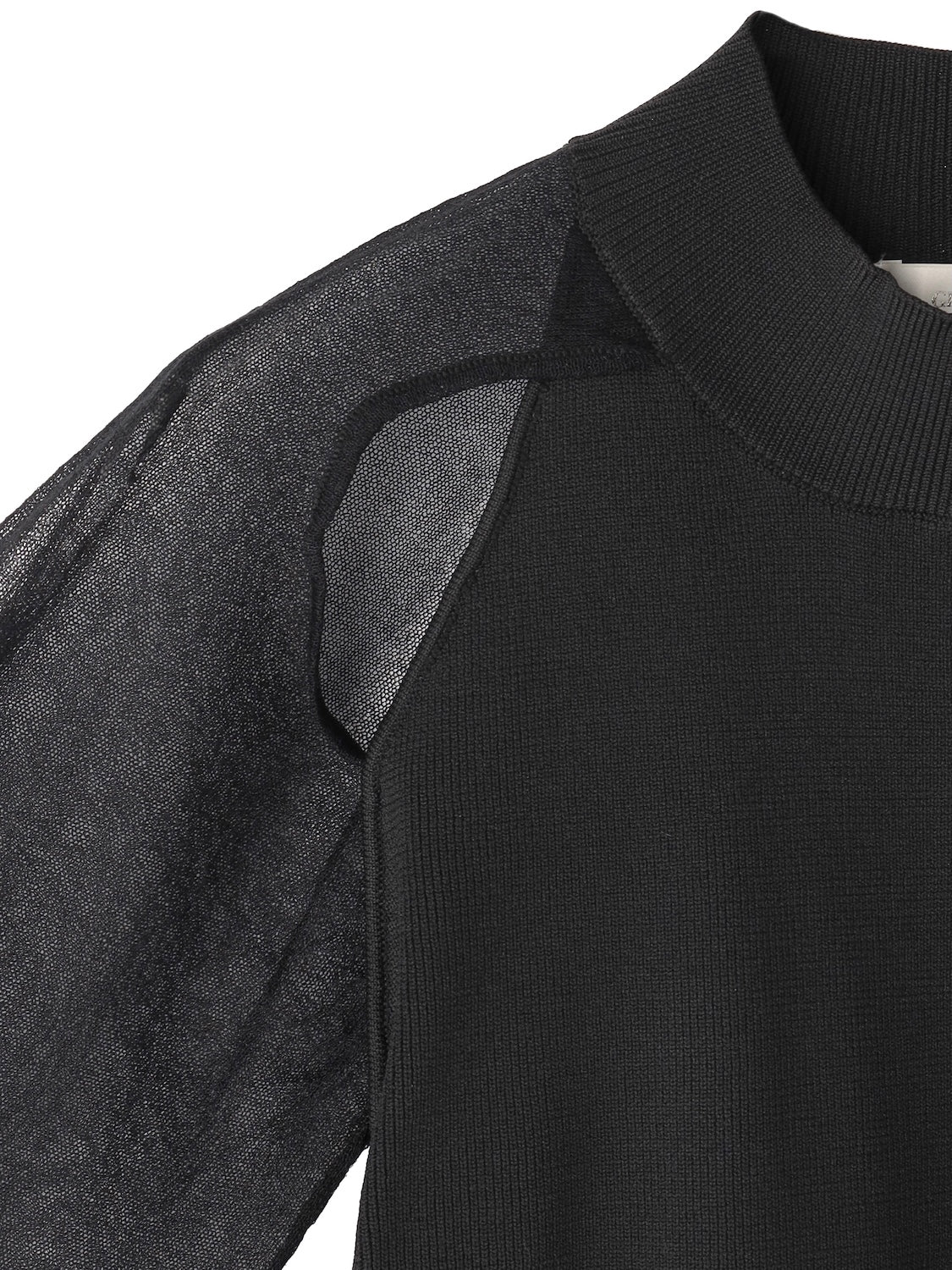 Sheer sleeve docking knit top