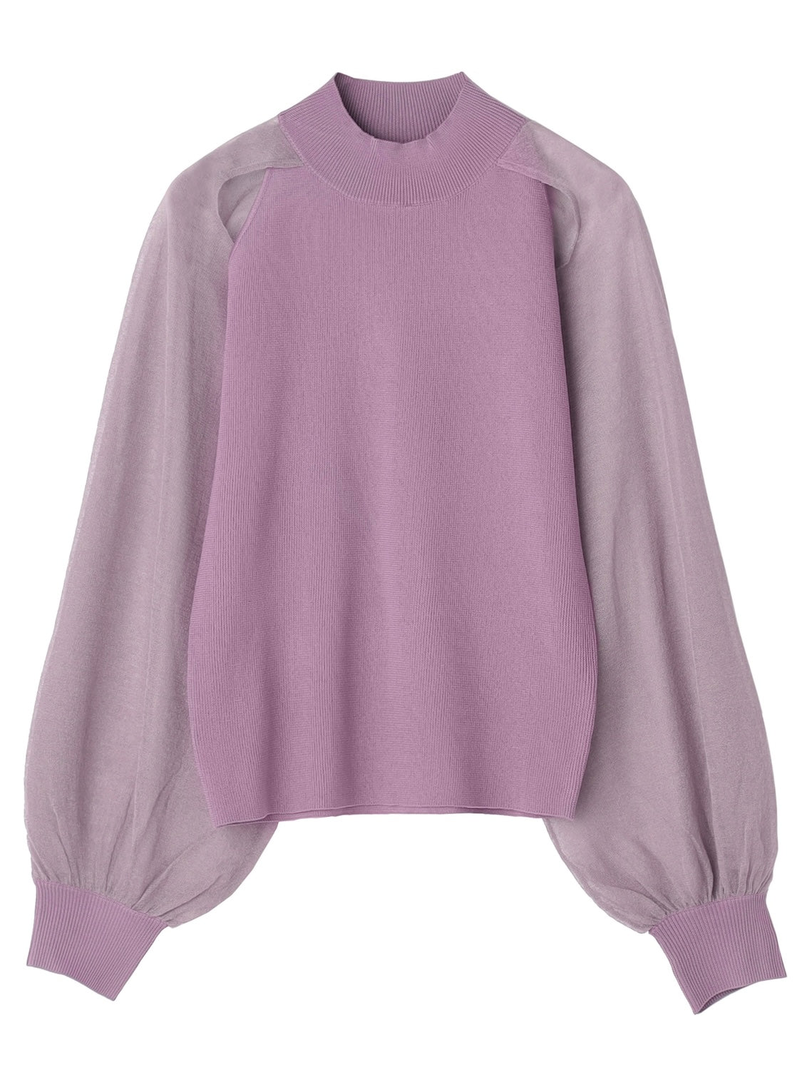 Sheer sleeve docking knit top